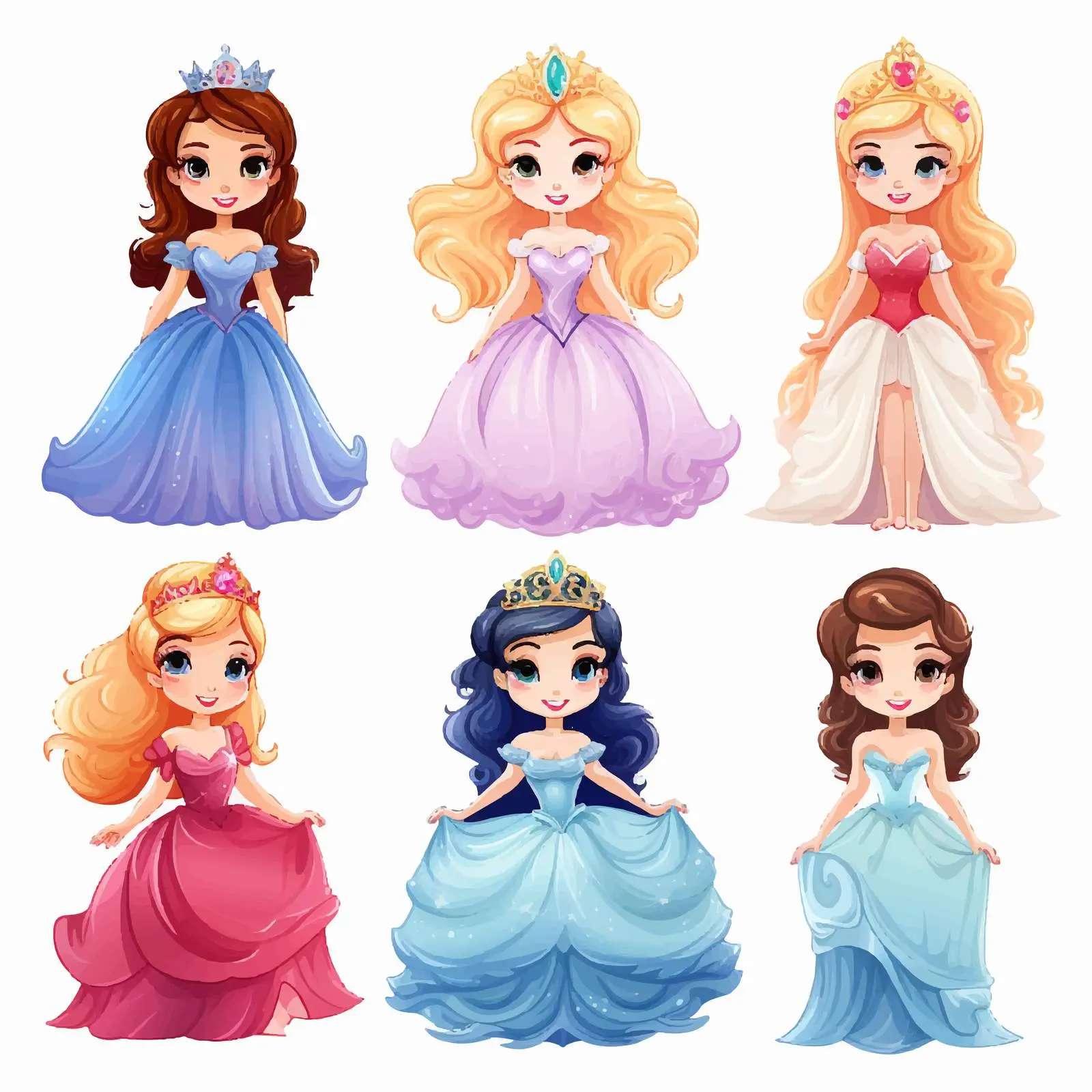 Cartoon Princess Characters Illustration — free download from Dotvec