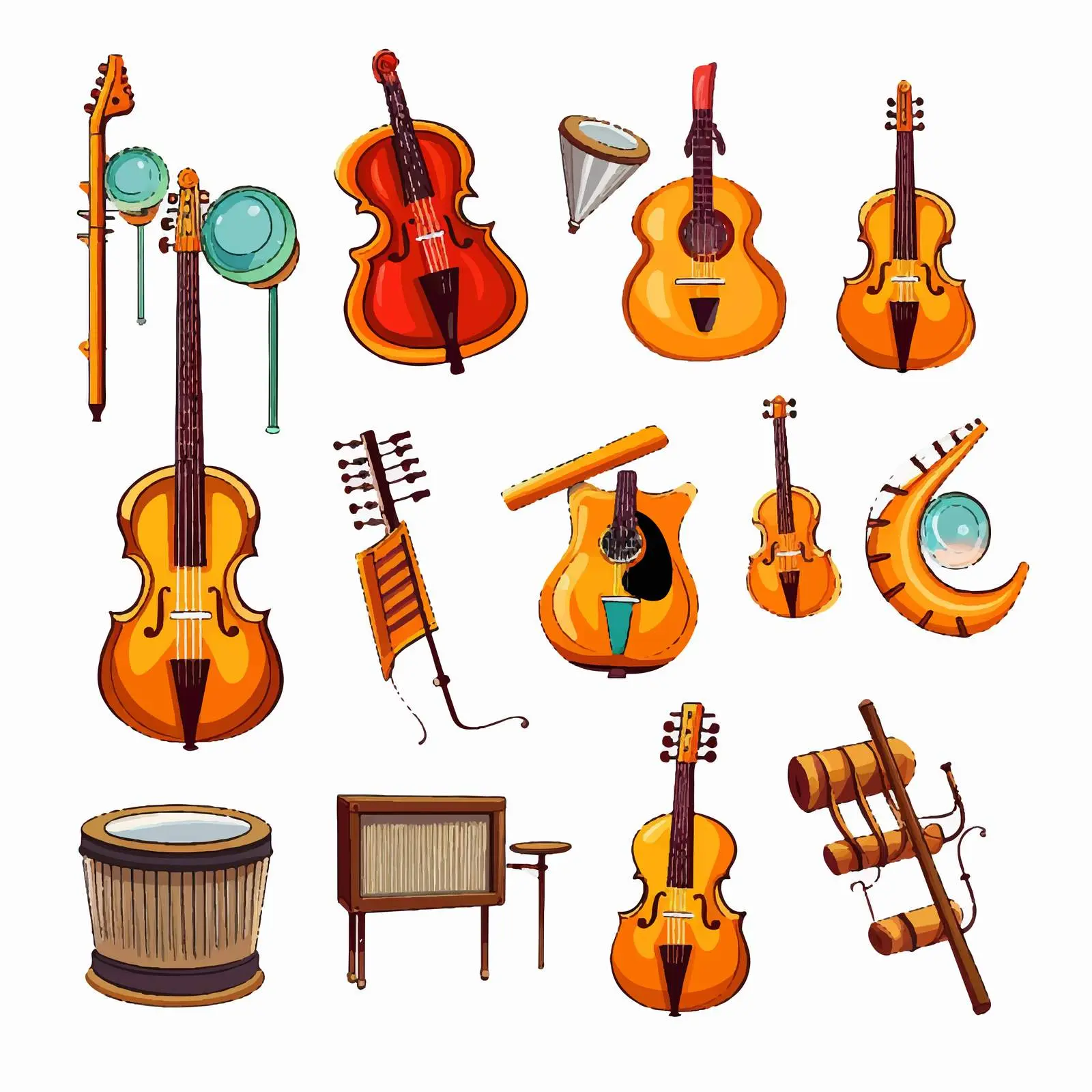 Cartoon Musical Instruments Vector Illustration – free musical culture image from Dotvec