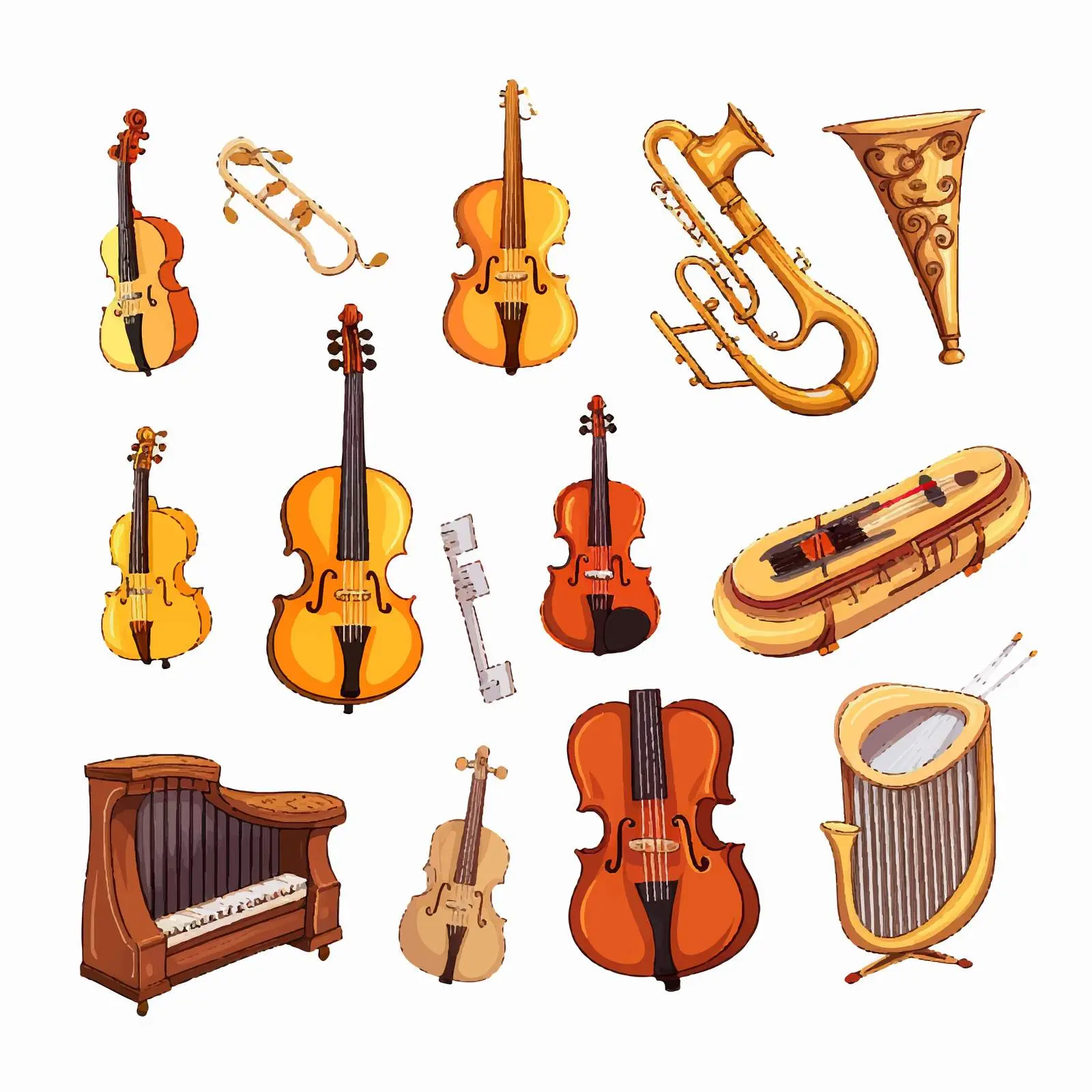 Colorful Cartoon Musical Instrument Vector Set — free download from Dotvec