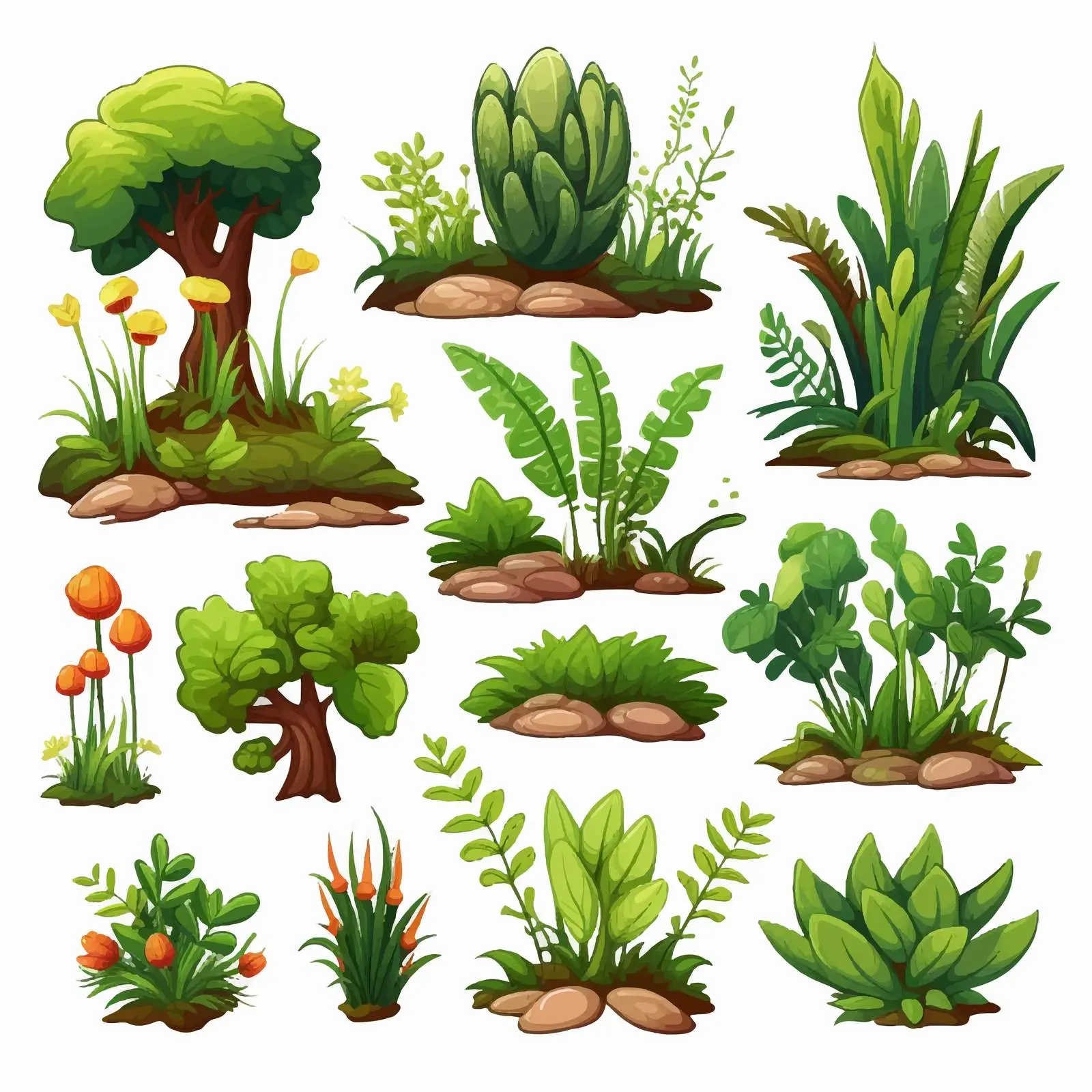 Nature Elements Cartoon Vector Illustrations Set — free download from Dotvec