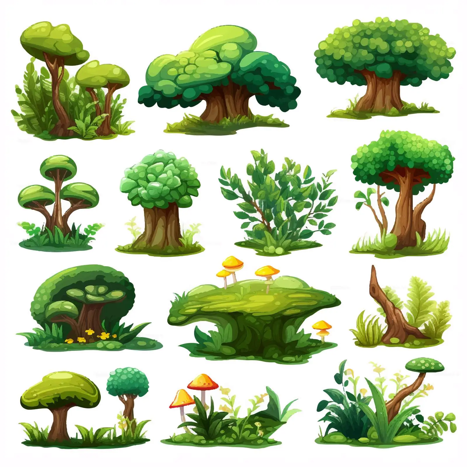 Nature Elements Cartoon Vector Illustrations Set — free download from Dotvec
