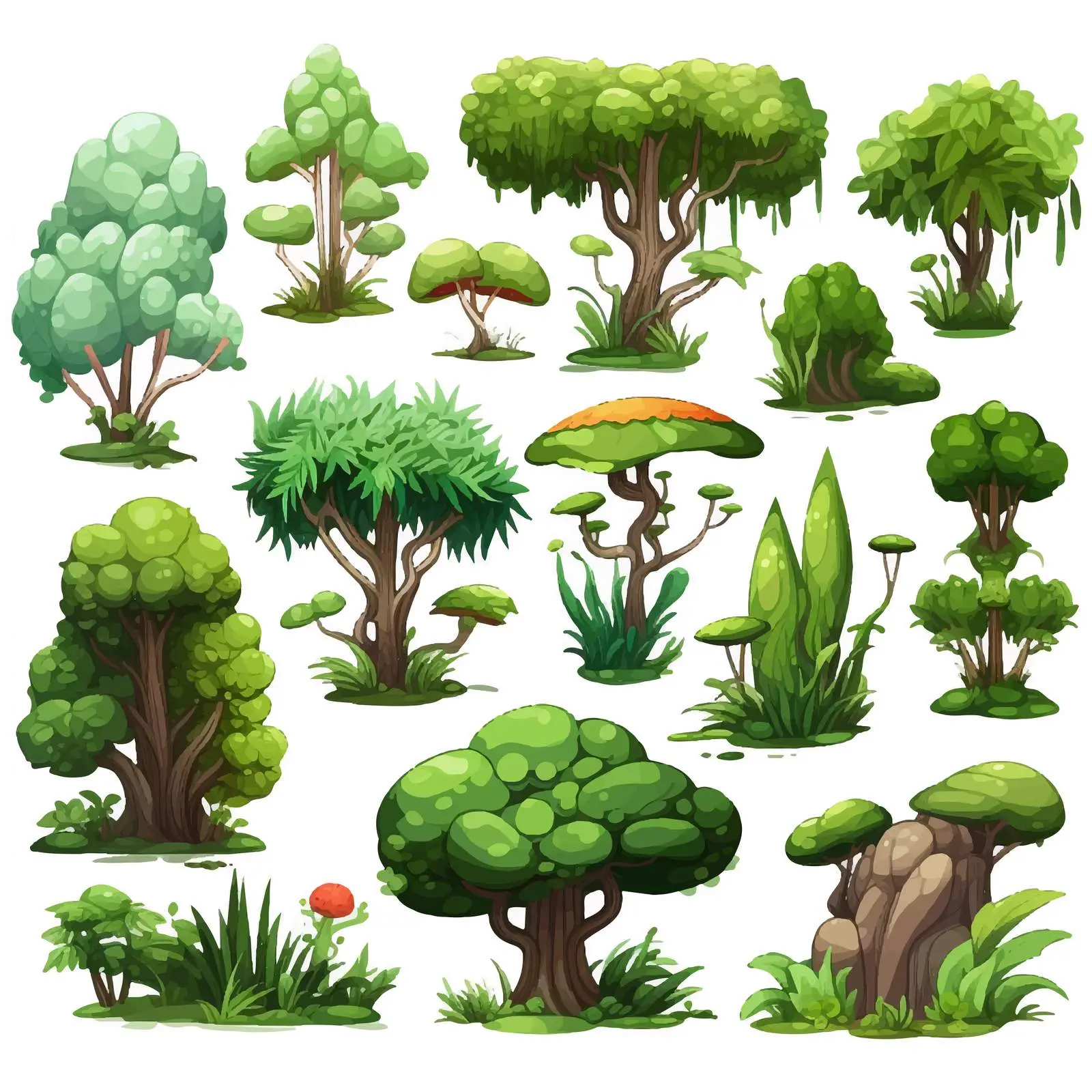 Cartoon Nature Elements Vector Illustrations — free download from Dotvec