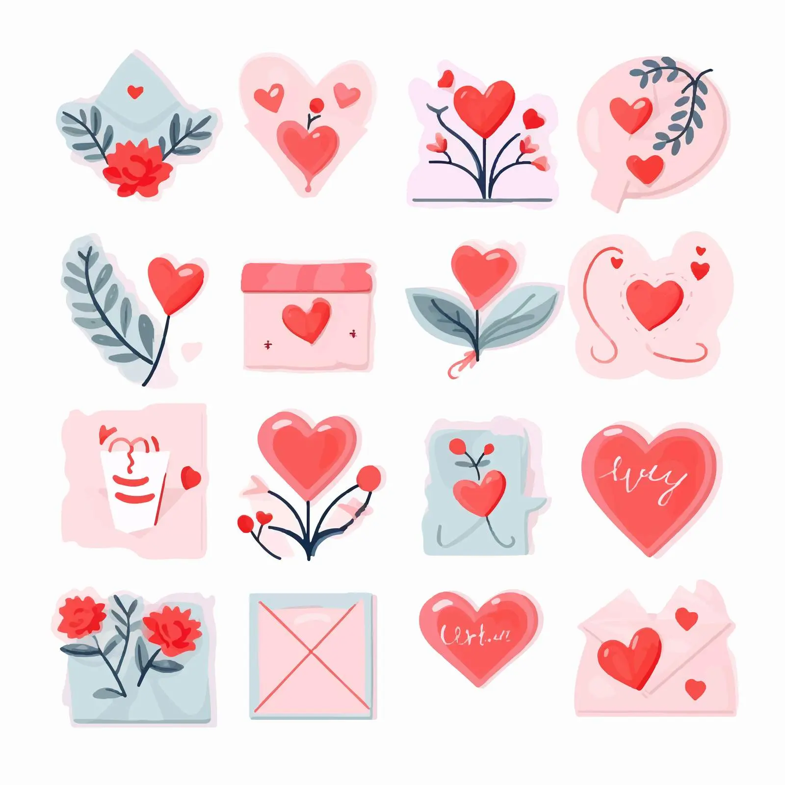 Happy Valentine's Day Sticker Set on Light Background — free download from Dotvec
