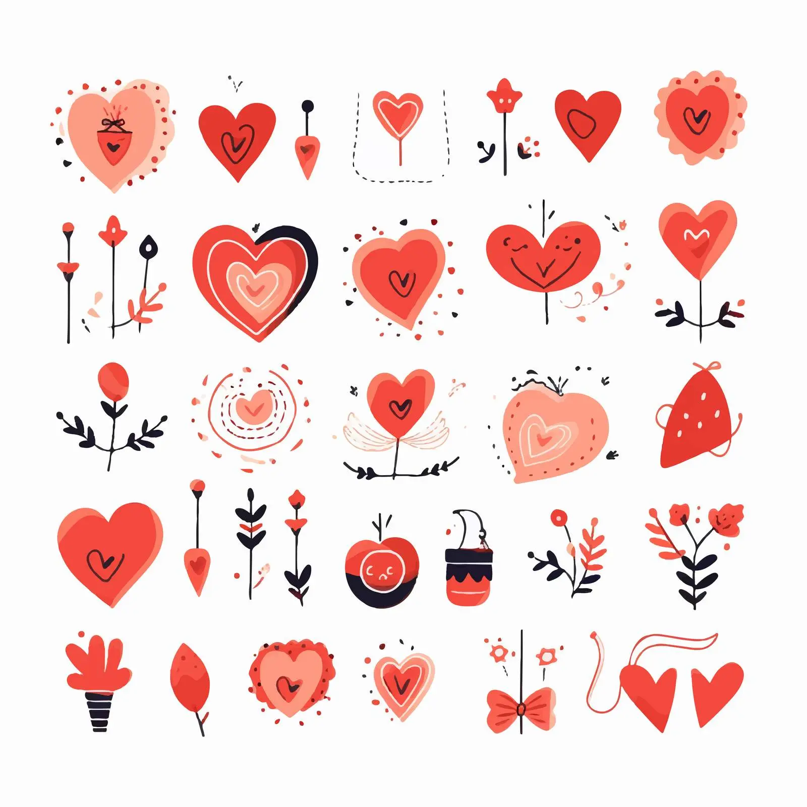 Happy Valentine Love Stickers on Light Background — free download from Dotvec