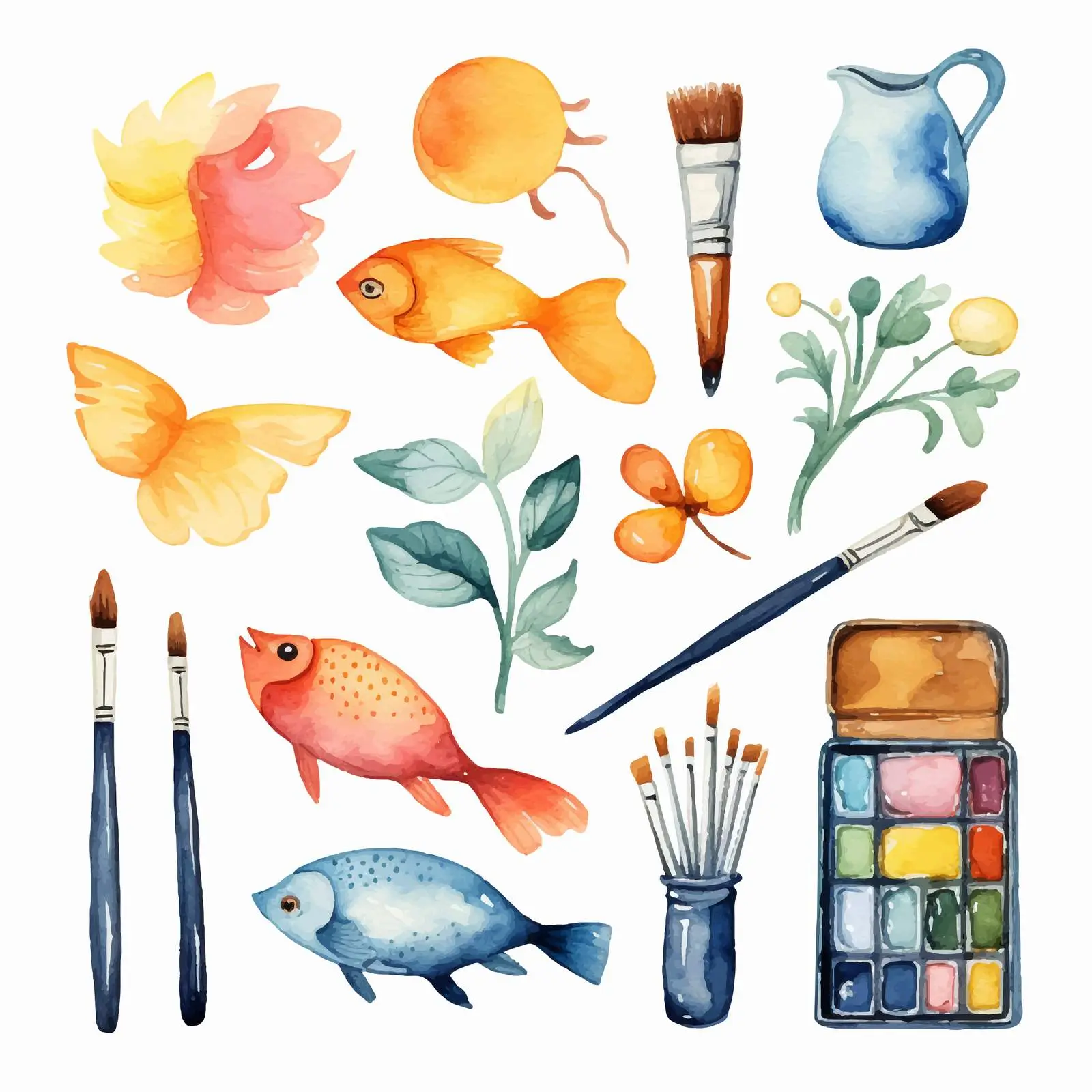 Watercolour Illustrations on White Background — free download from Dotvec