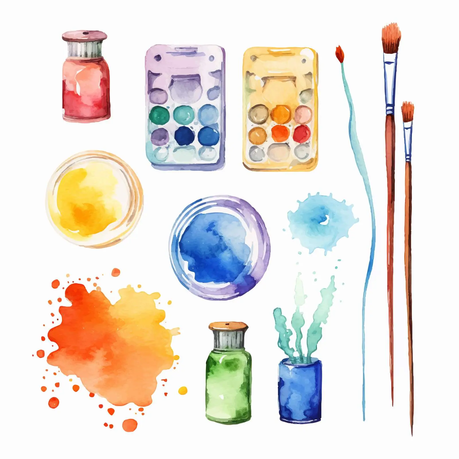 Watercolour Illustrations on White Background — free download from Dotvec