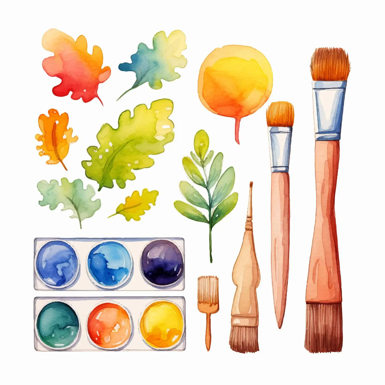 Watercolor Illustrations on White Background — free download from Dotvec