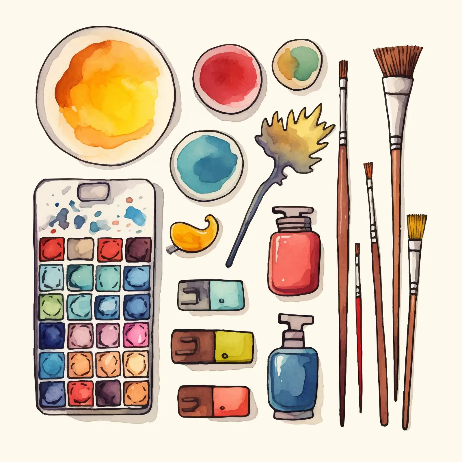 Set of Watercolour Illustrations on White Background — free download from Dotvec