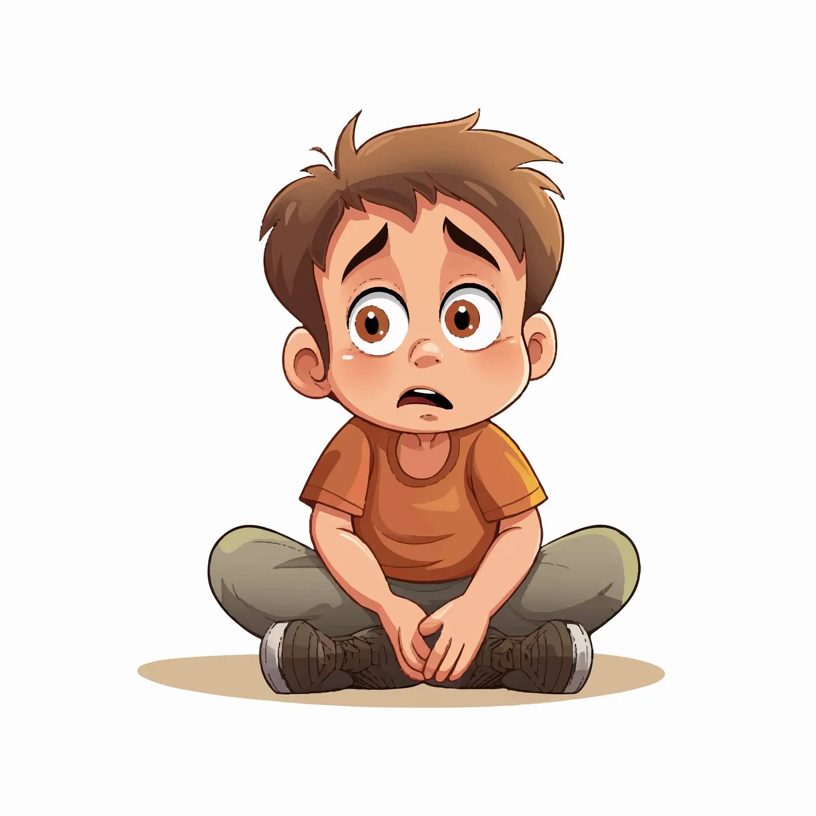 Shocked Boy Sitting on Ground Vector Cartoon — free download from Dotvec