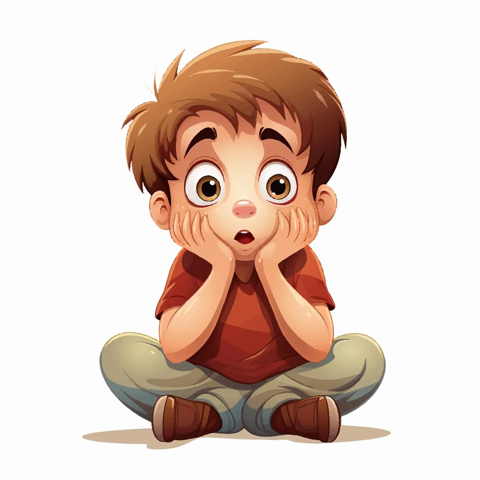 Shocked Boy Sitting on Ground - Cartoon Vector – free boy illustration image from Dotvec