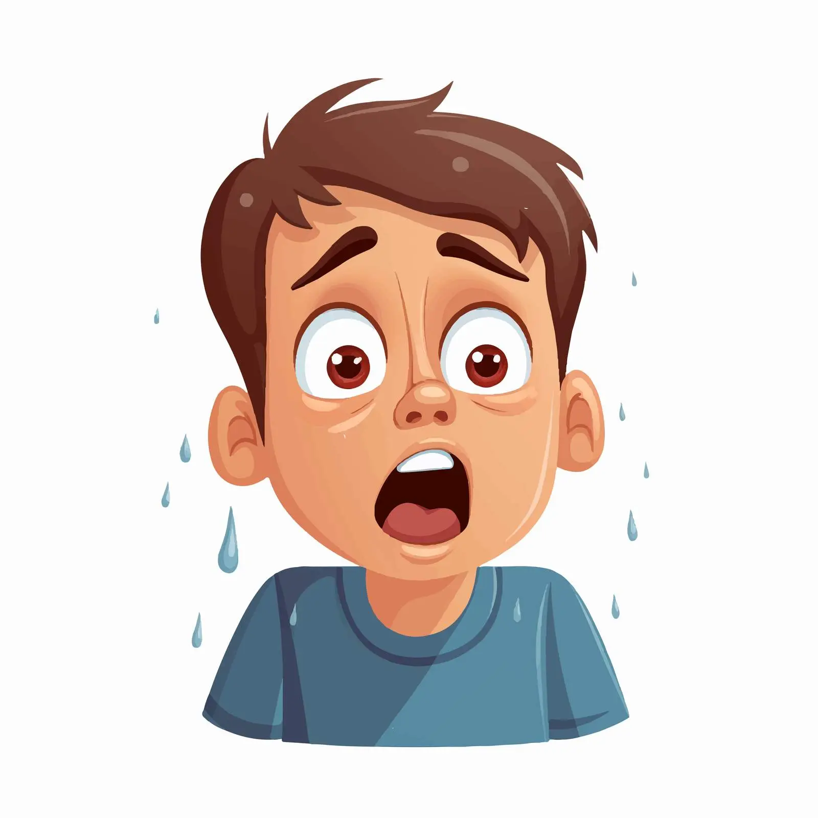 Shocked Boy with Sweat Drops Vector Illustration — free download from Dotvec
