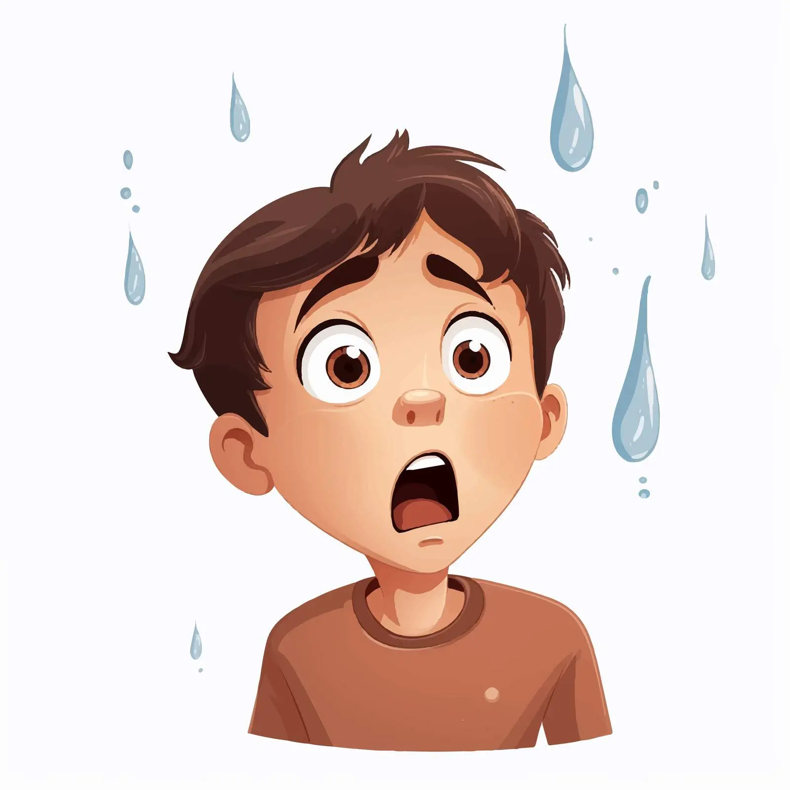 Shocked Boy with Sweat Drops Vector Illustration — free download from Dotvec