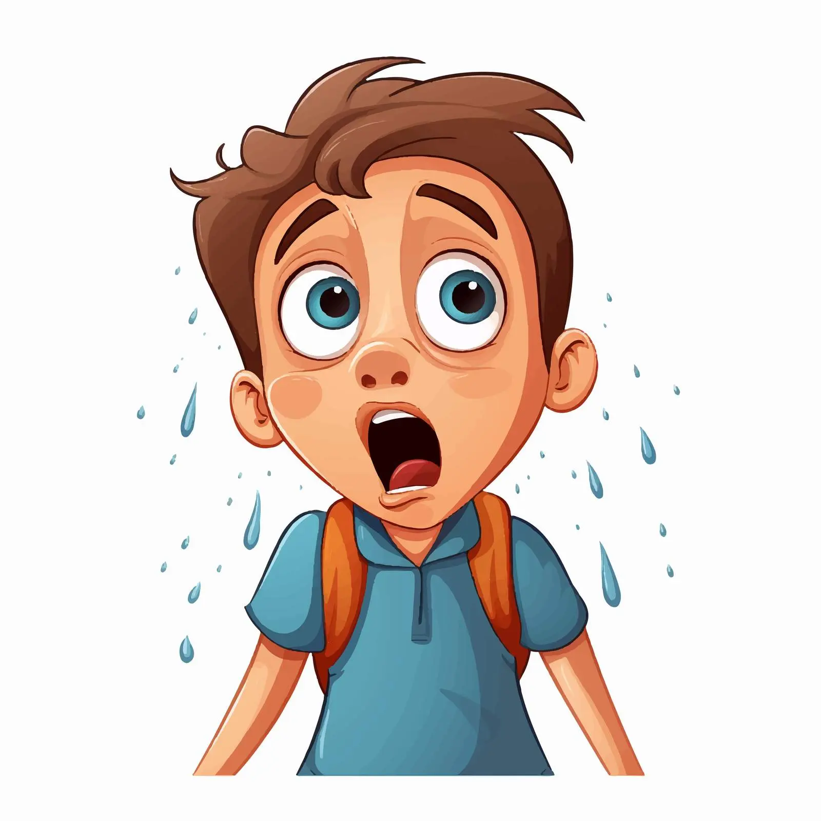 Shocked Boy with Sweat Drops Cartoon Vector — free download from Dotvec