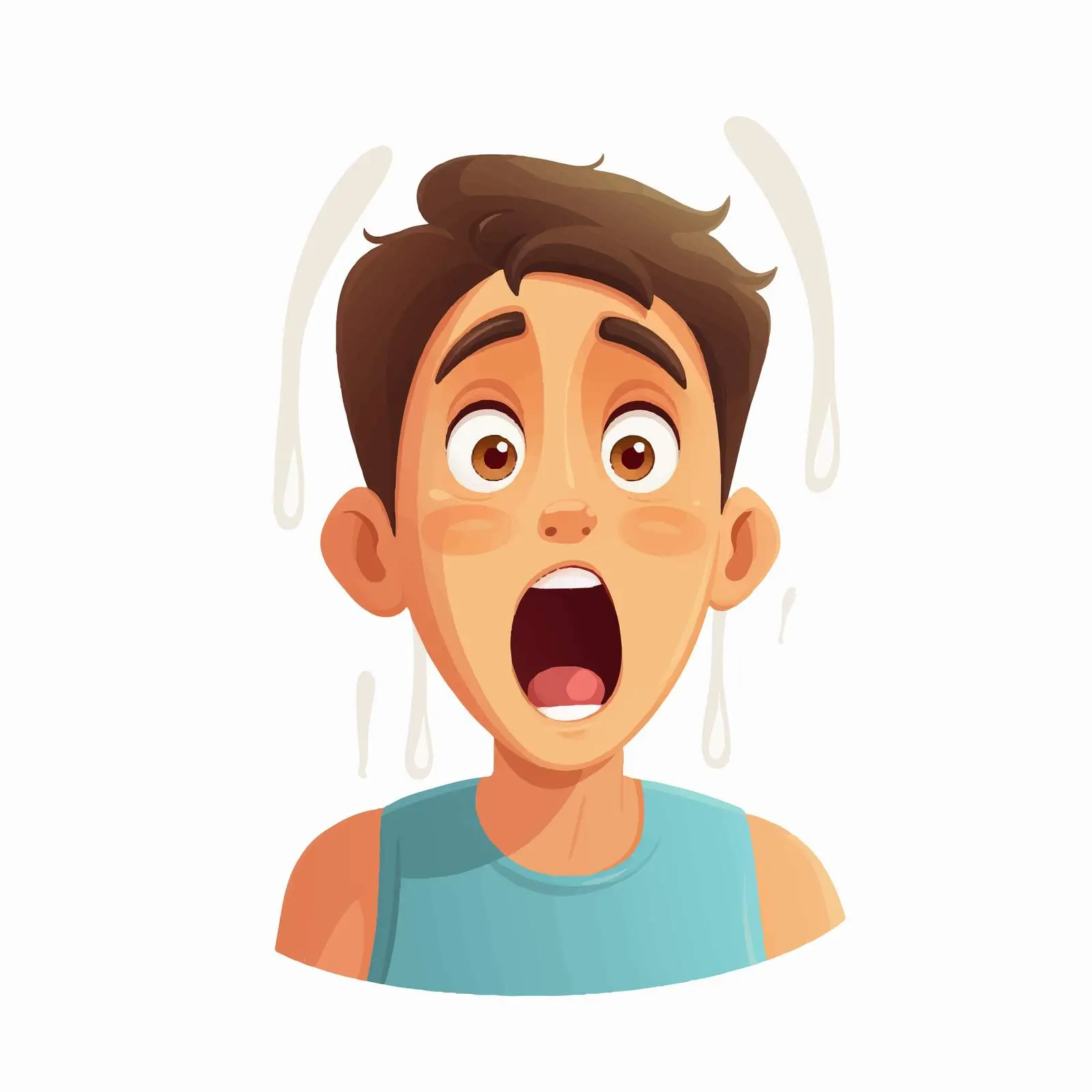 Shocked Boy with Sweat Drops Vector Illustration — free download from Dotvec