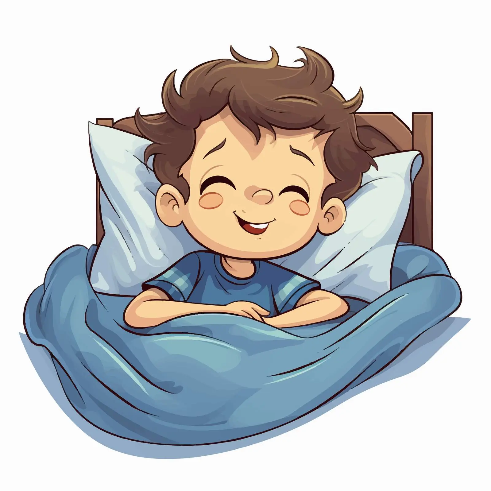 Sleeping Boy on Bed Vector Illustration — free download from Dotvec