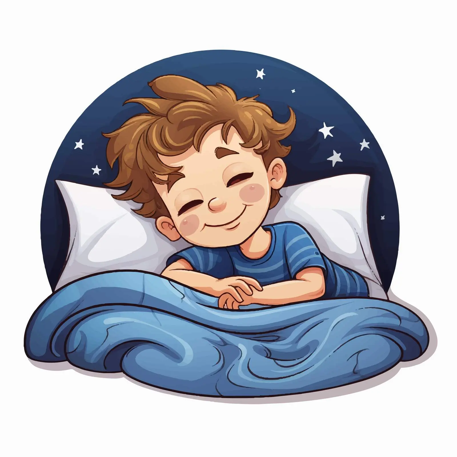 Sleeping Boy on Bed Cartoon Illustration — free download from Dotvec