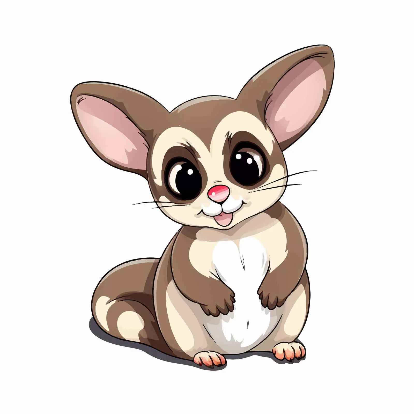 Cartoon Brown Furry Sugar Glider Vector Art — free download from Dotvec