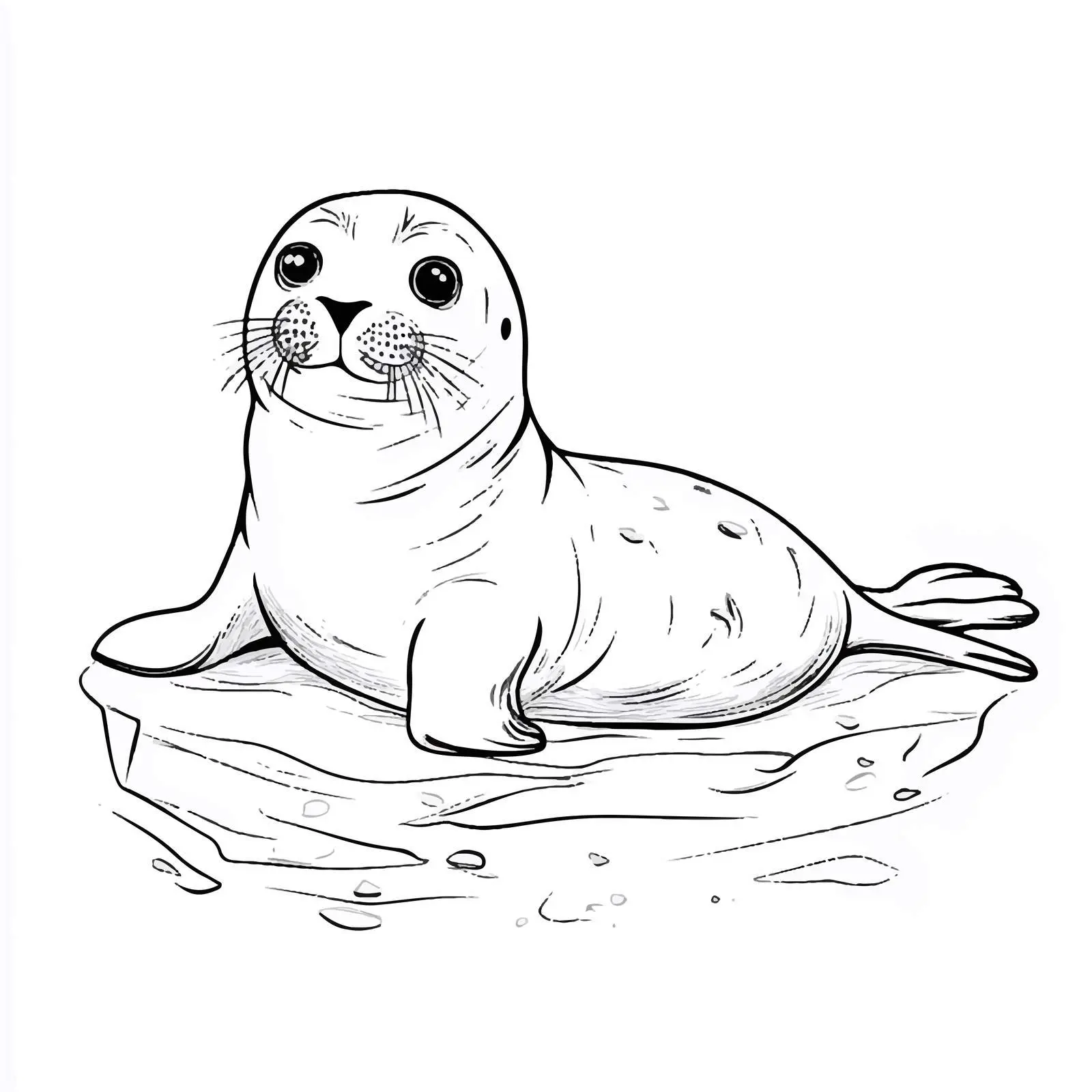 Outline Drawing of a Seal on Ice Flow – free float image from Dotvec