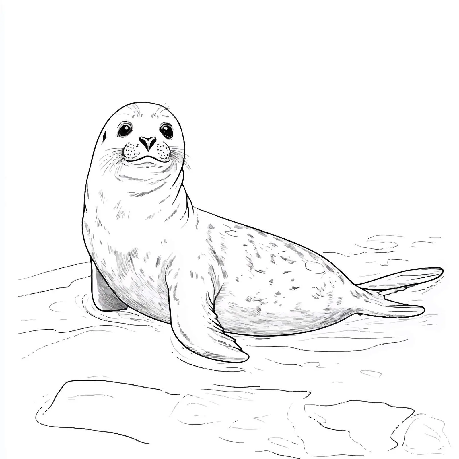 Outline Drawing of a Seal on Ice Flow – free float image from Dotvec