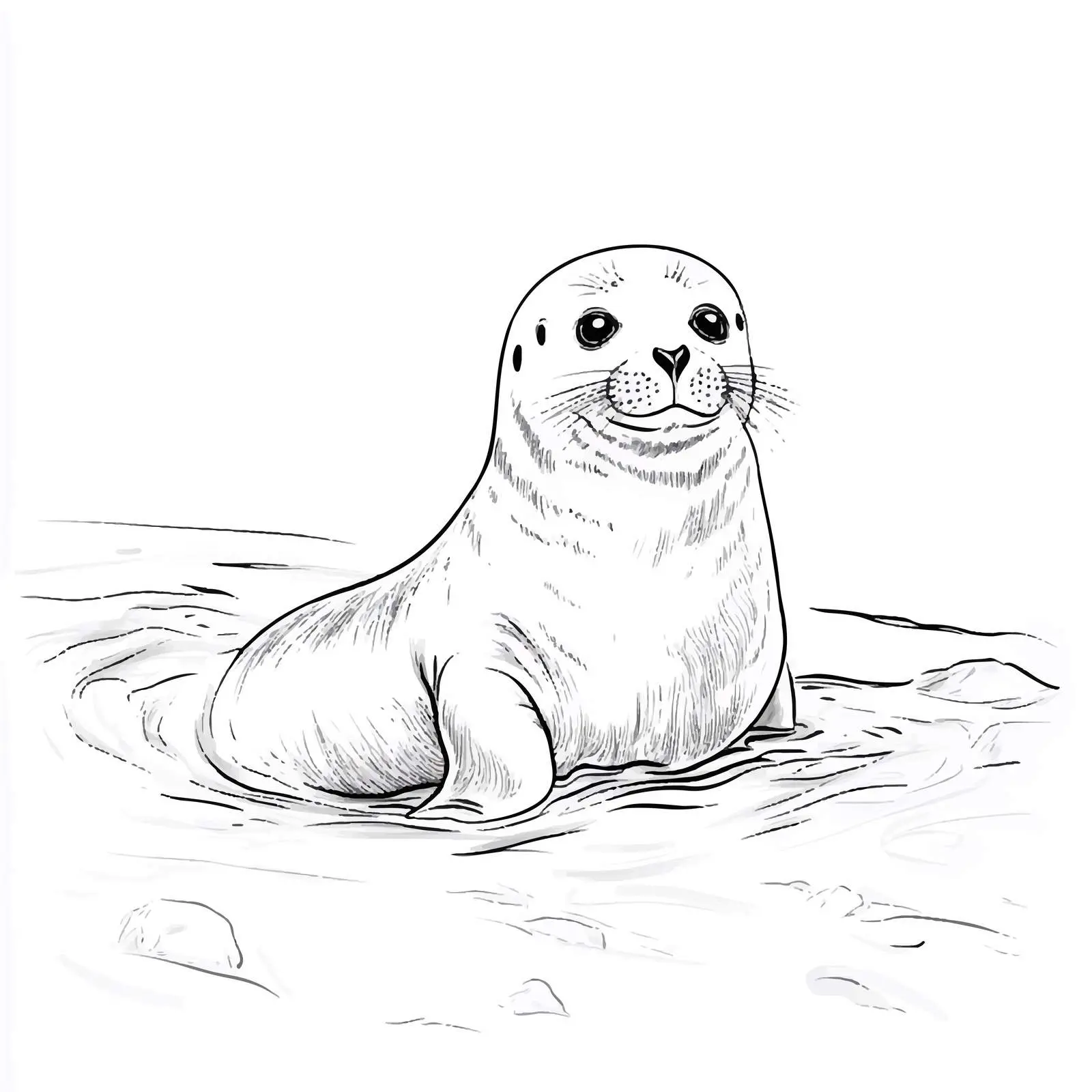 Outline Drawing of Seal on Ice Flow – free float image from Dotvec