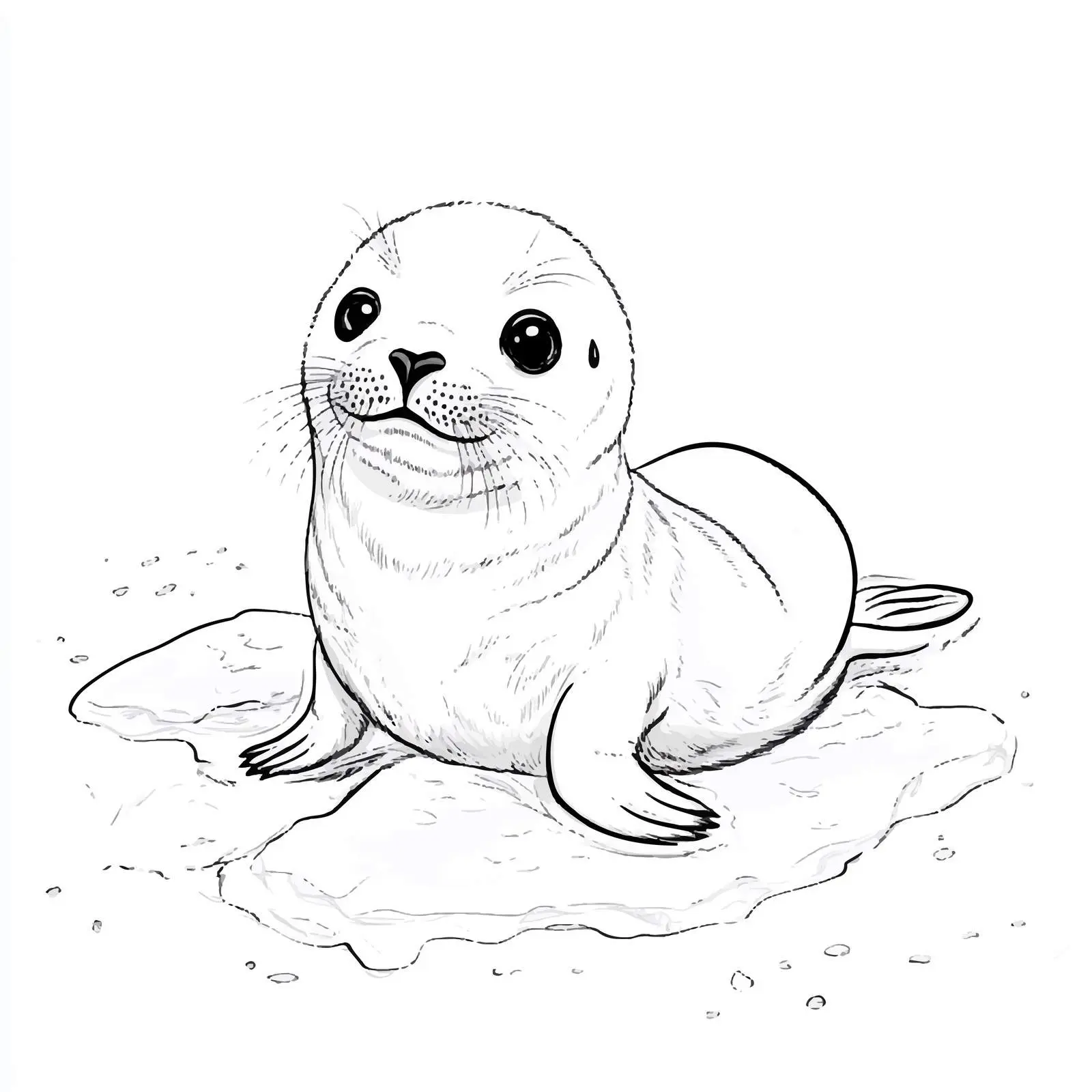 Outline Drawing of a Seal on Ice Flow – free float image from Dotvec