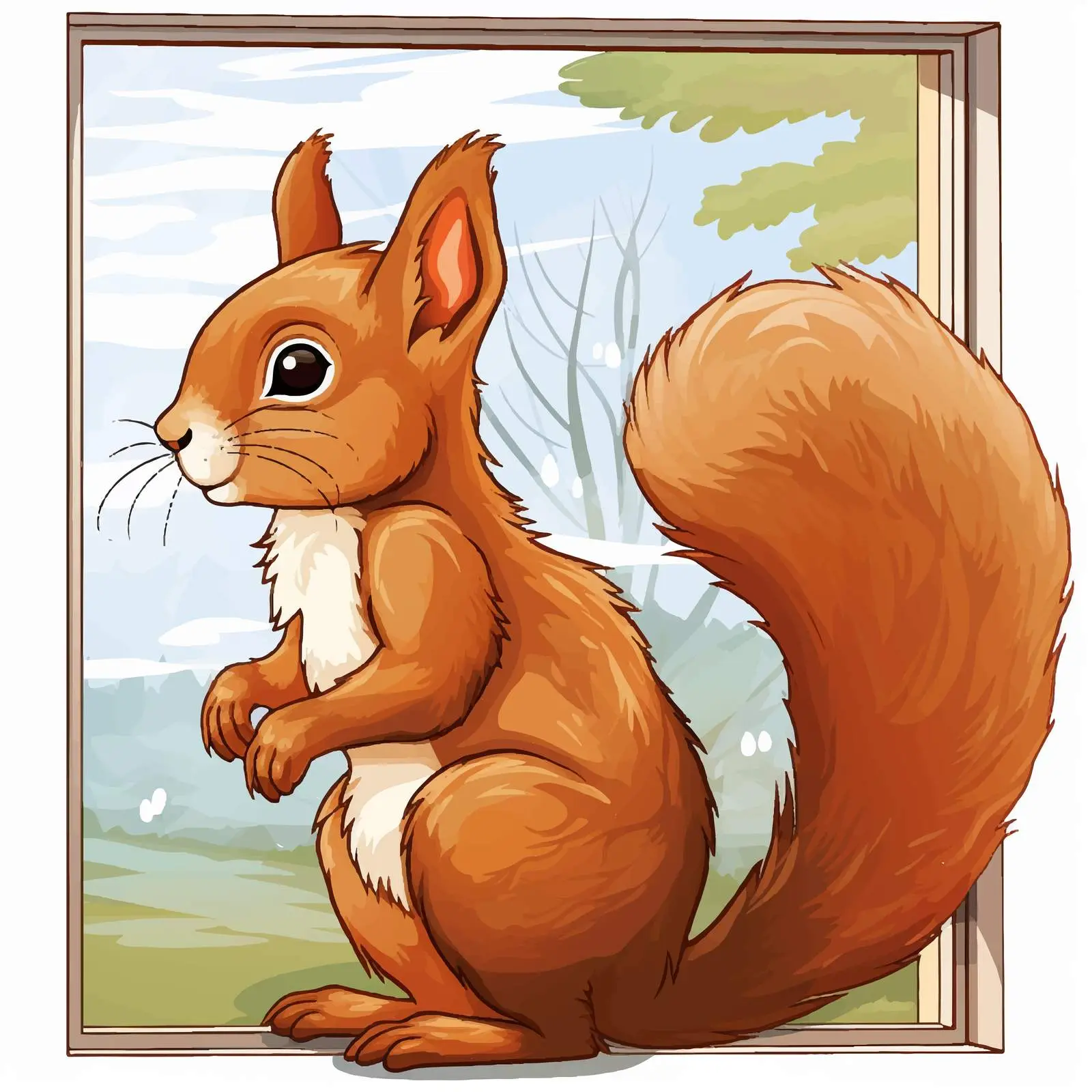 Squirrel by the Window Cartoon Illustration — free download from Dotvec