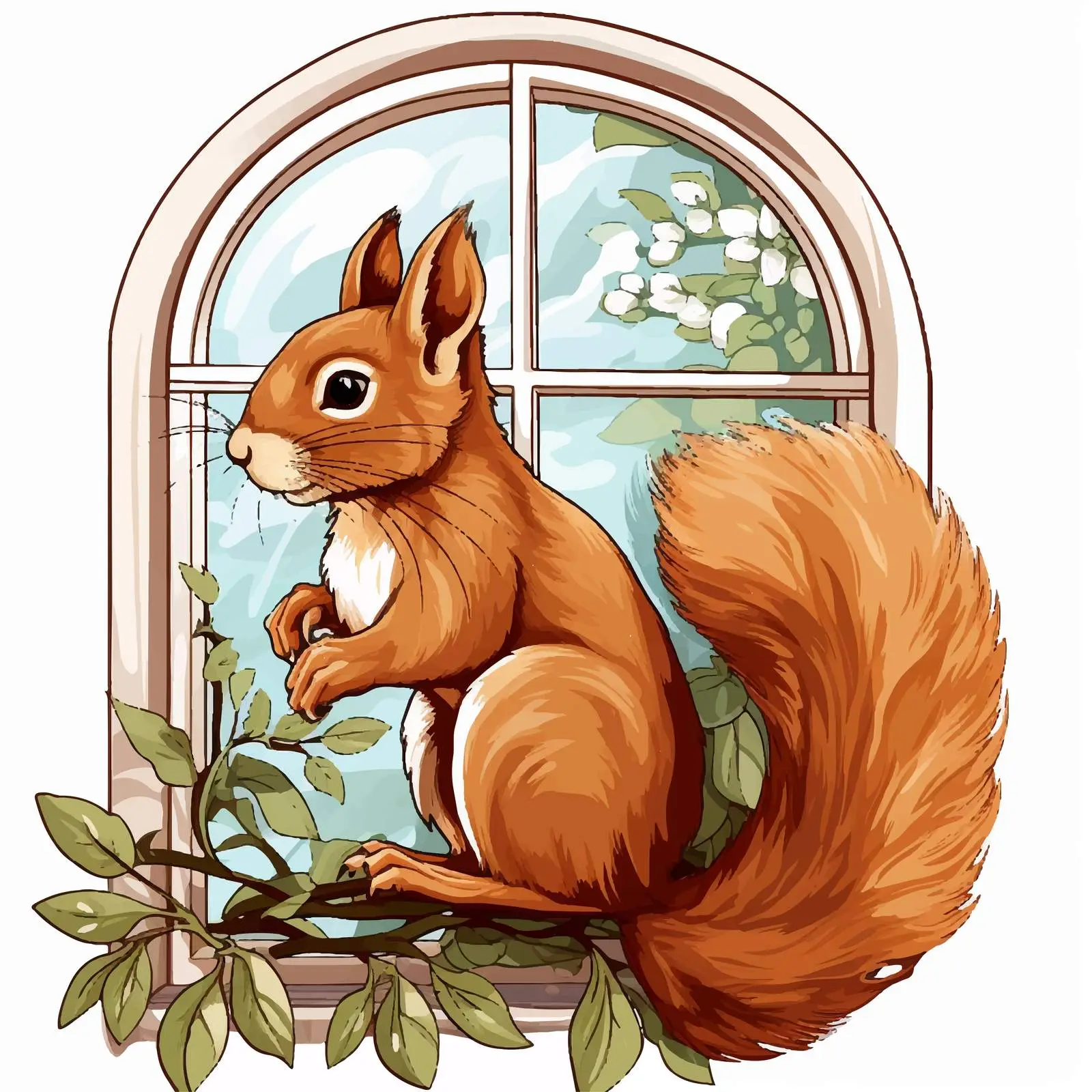 Squirrel by the Window Cartoon Vector Illustration — free download from Dotvec