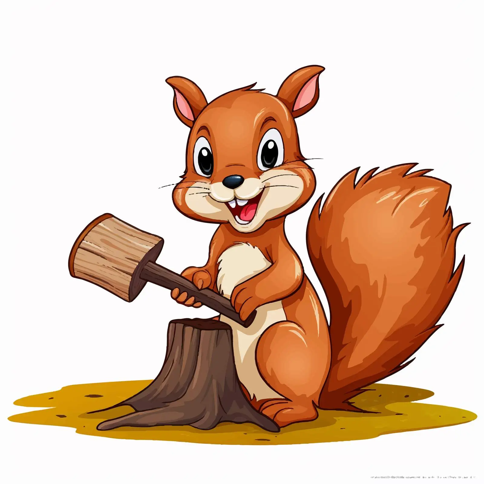 Squirrel Cutting Wood with Axe Illustration — free download from Dotvec