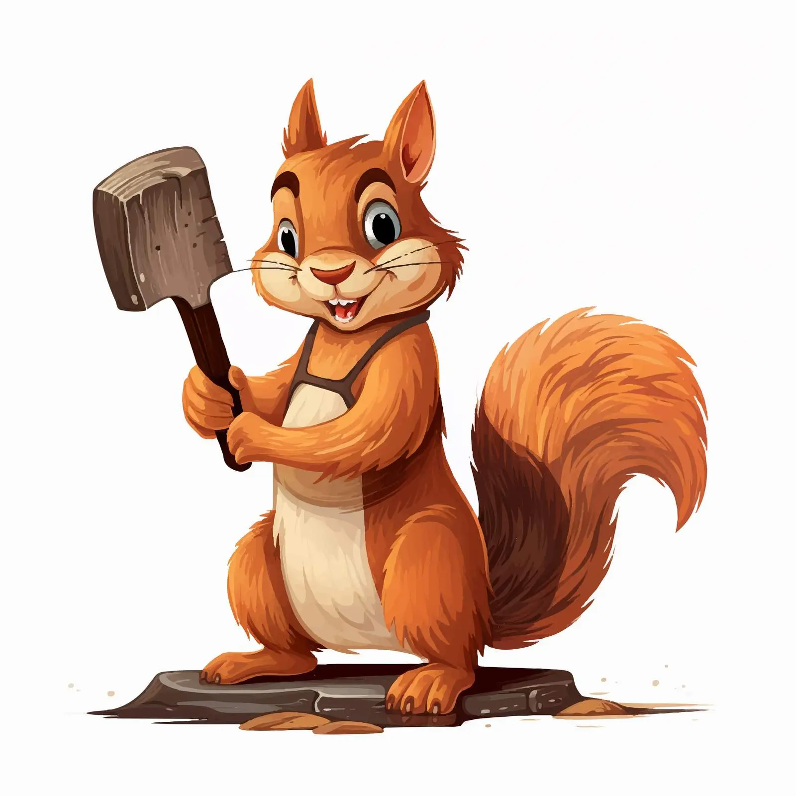 Squirrel Cutting Wood with Axe Vector Illustration — free download from Dotvec