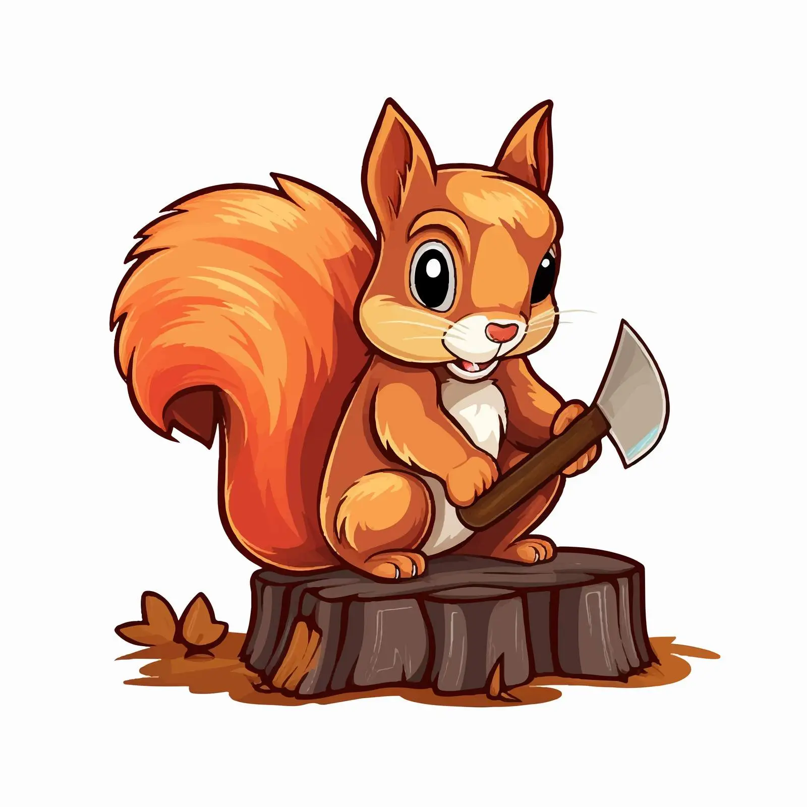 Squirrel Cutting Wood with Axe Vector Illustration — free download from Dotvec