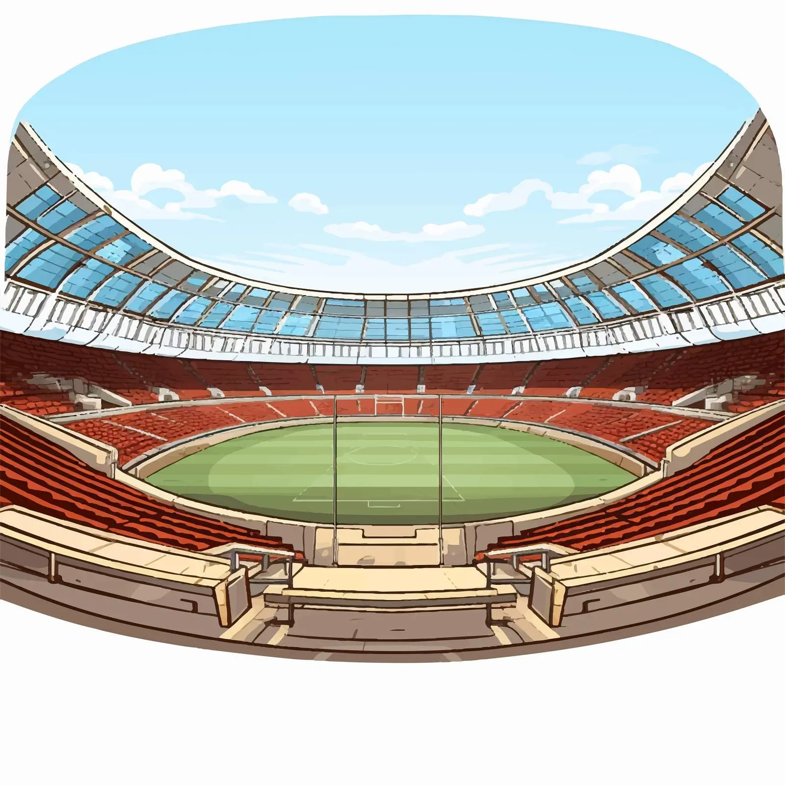 Cartoon Stadium Illustration with Large Field — free download from Dotvec