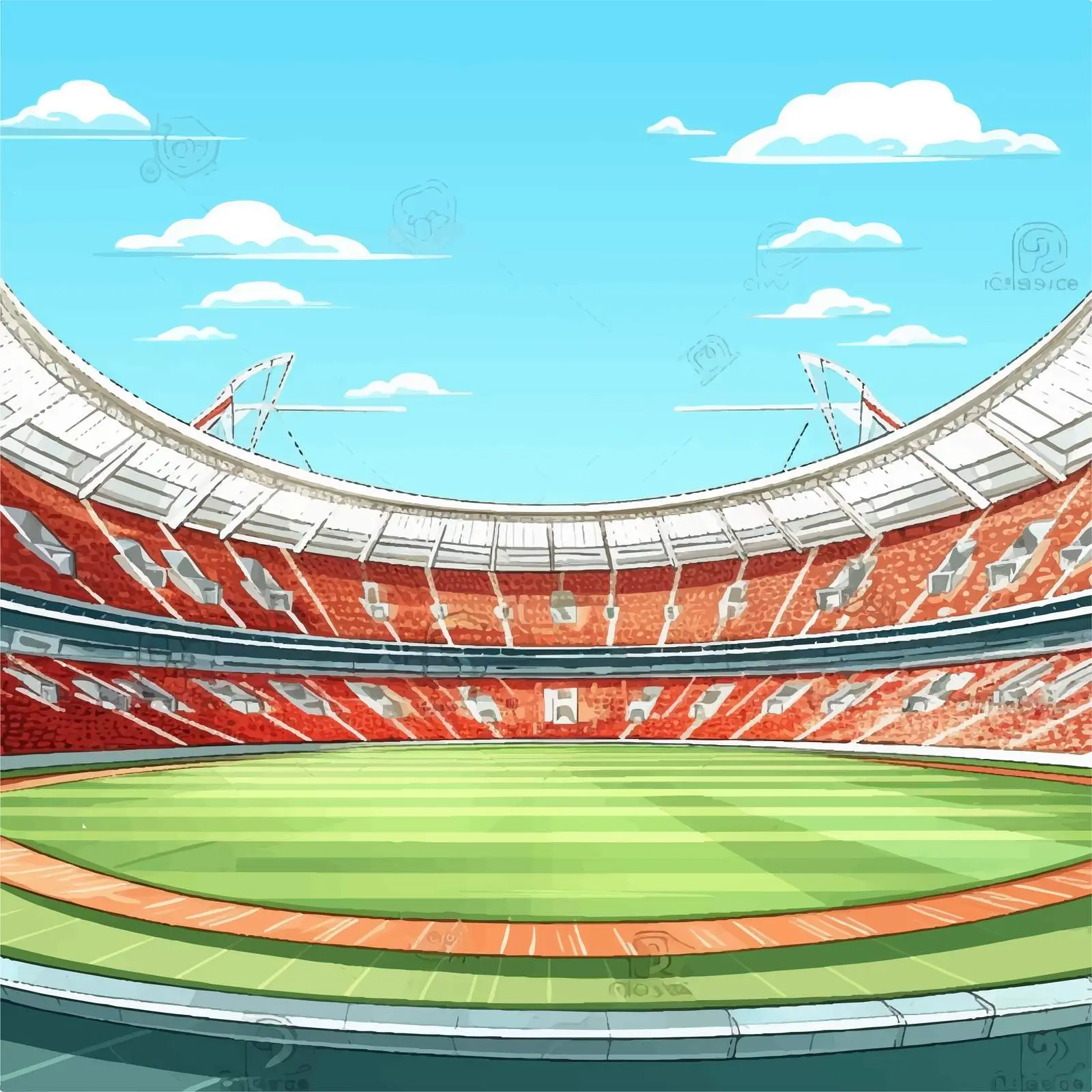 Cartoon Vector of Stadium with Large Ground — free download from Dotvec