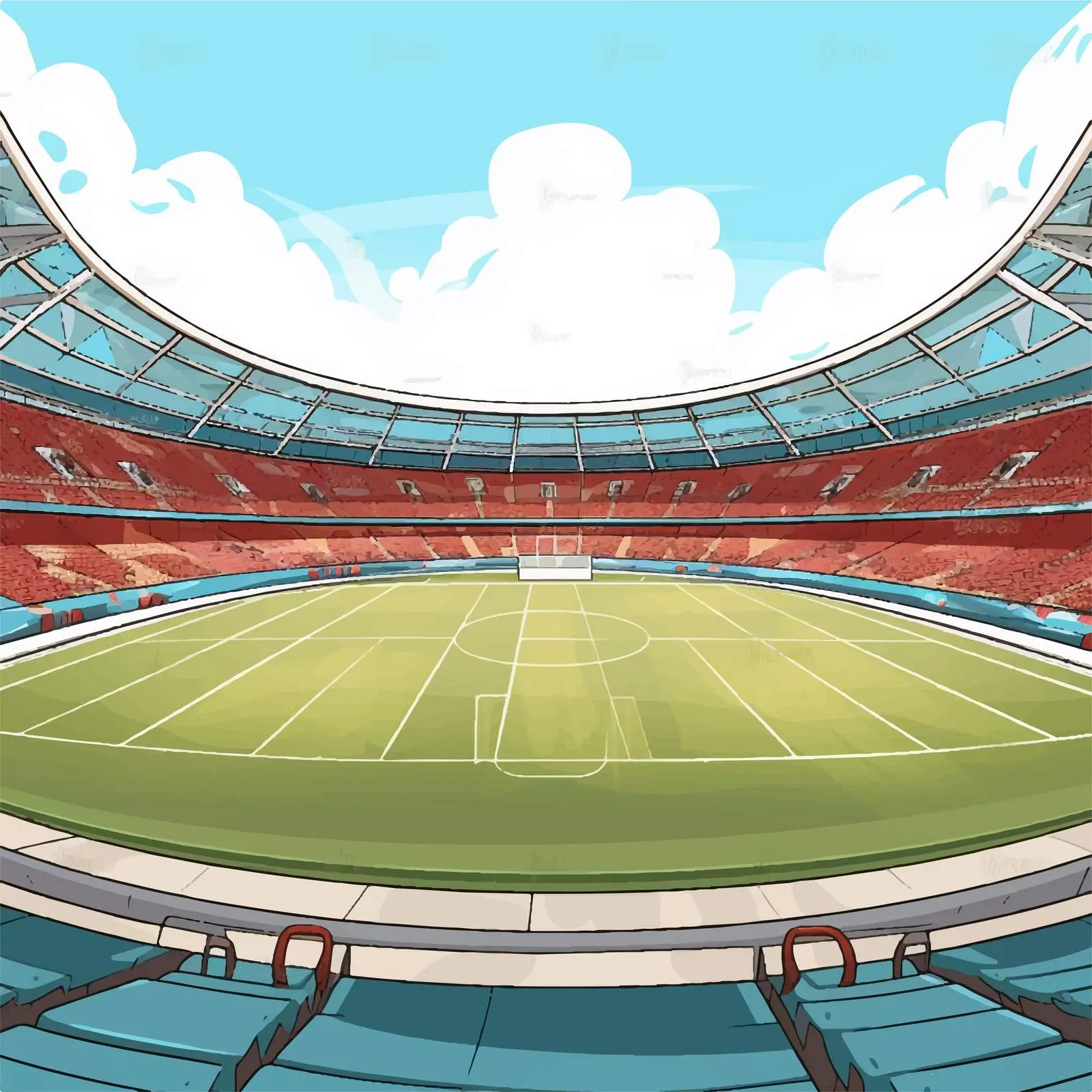 Cartoon Vector of Stadium with Large Ground – free entertainment space image from Dotvec