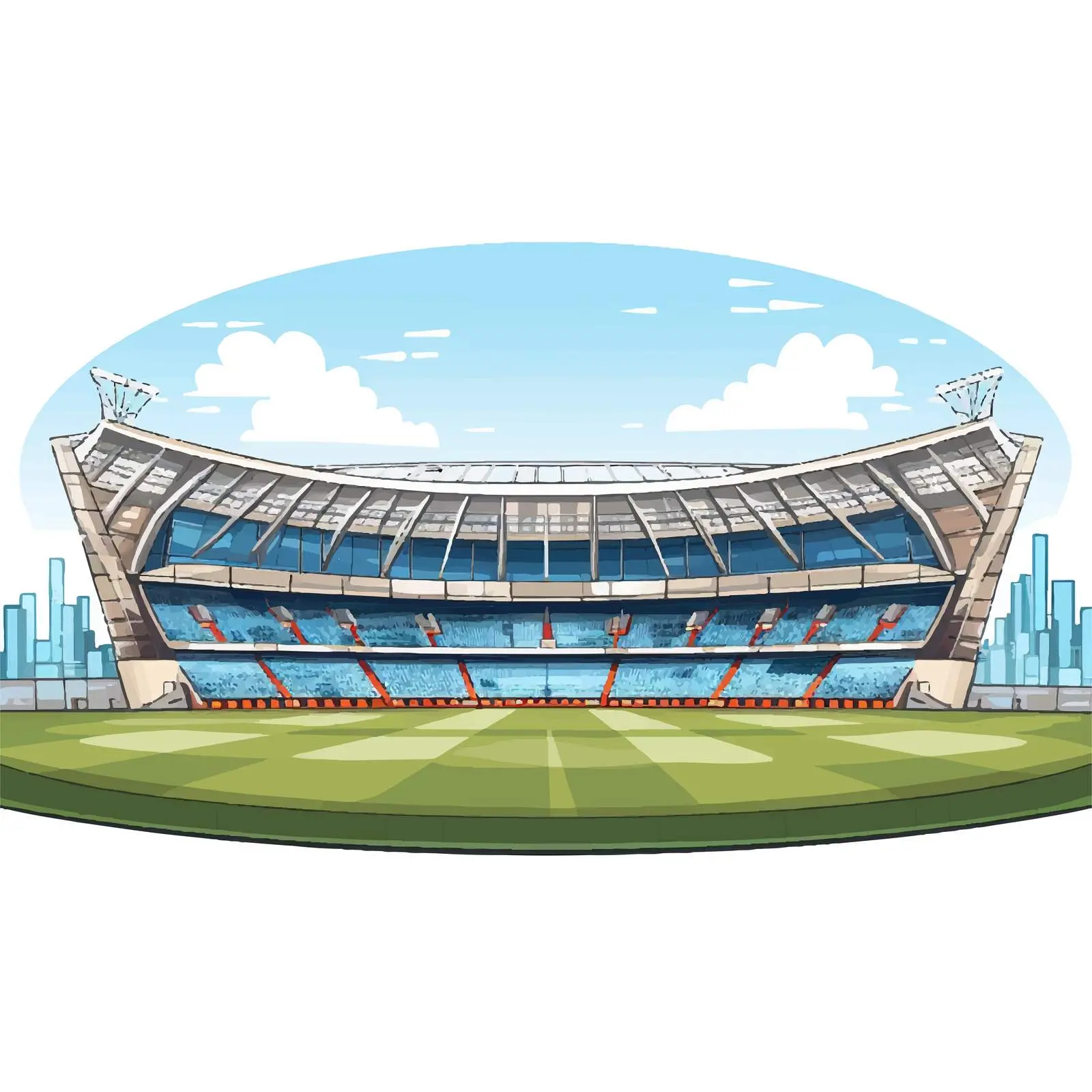 Cartoon Stadium Illustration with Large Field — free download from Dotvec