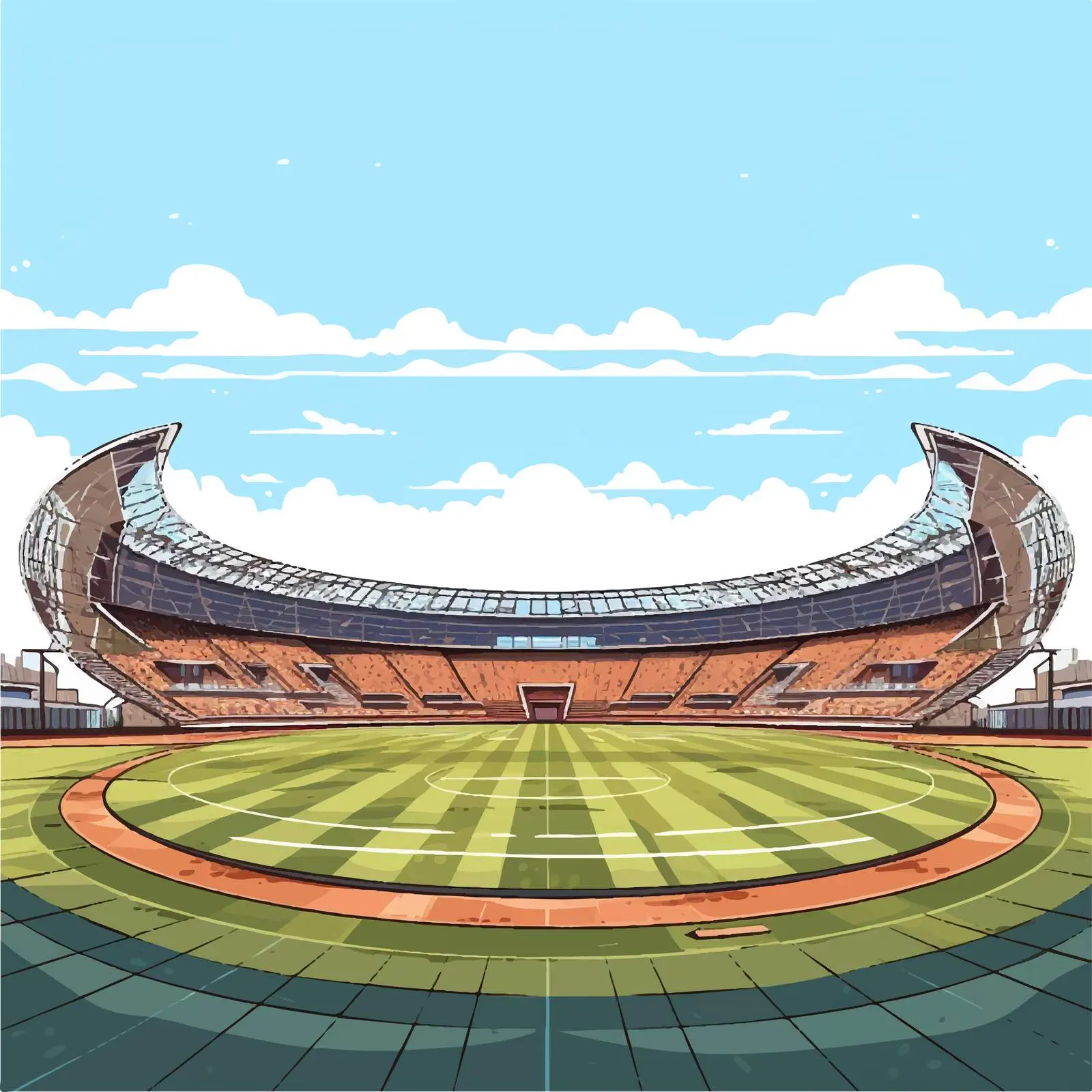 Cartoon Stadium with Running Track Illustration — free download from Dotvec