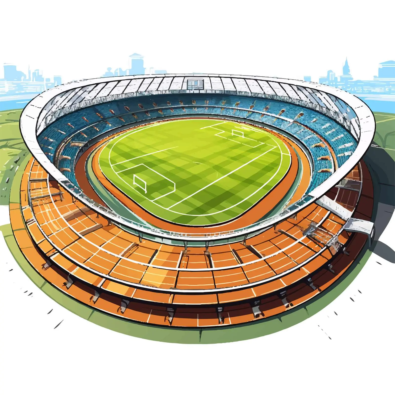 Cartoon Stadium with Running Track Vector Illustration — free download from Dotvec