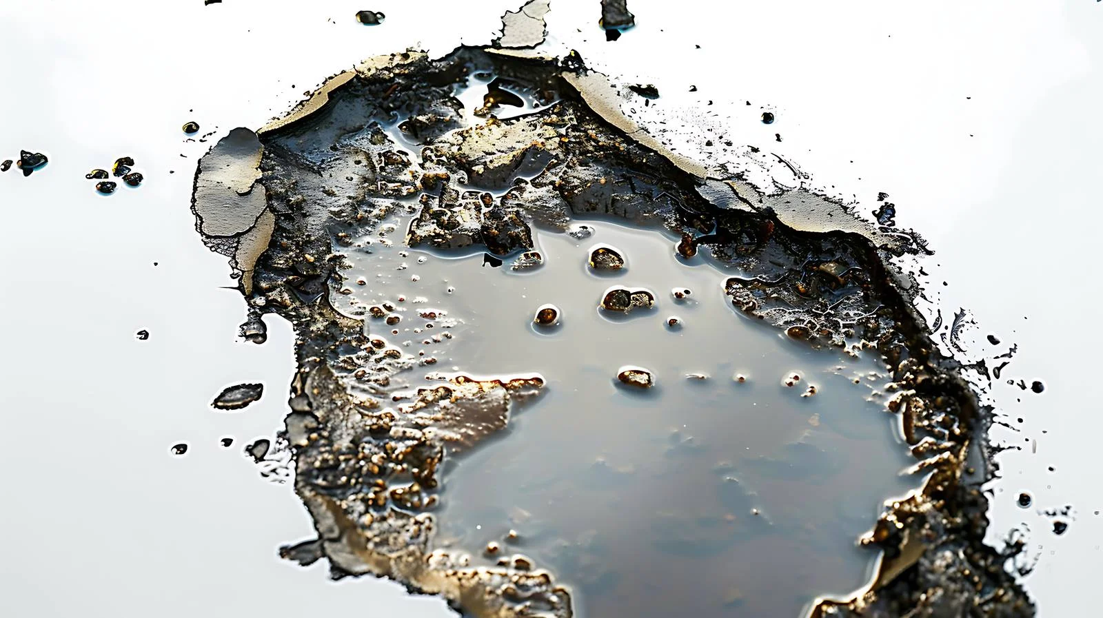Spill of Oil or Gasoline in Puddle on Ground — free download from Dotvec