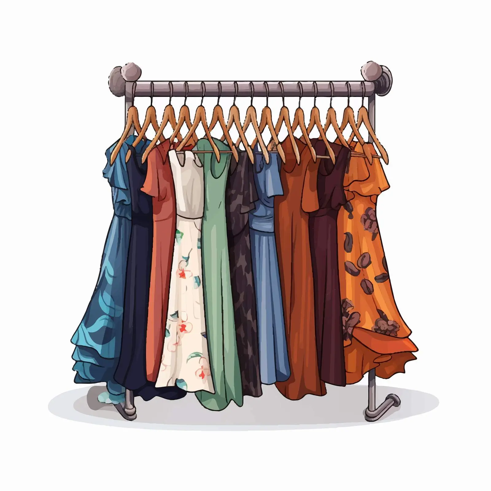 Clothes Rack Sticker Template with Hangings — free download from Dotvec