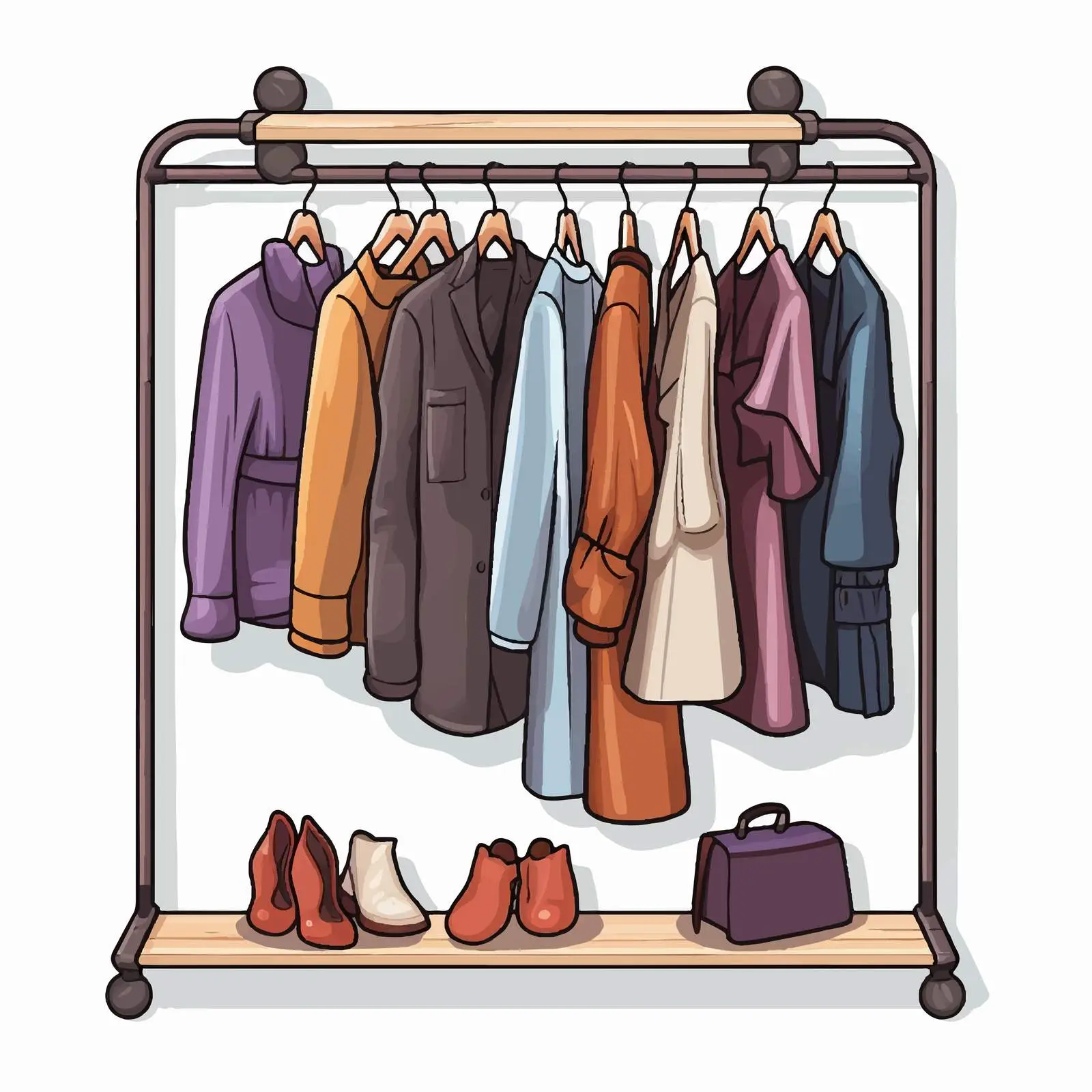 Clothes Rack Sticker Template with Garments – free clothing showcase image from Dotvec