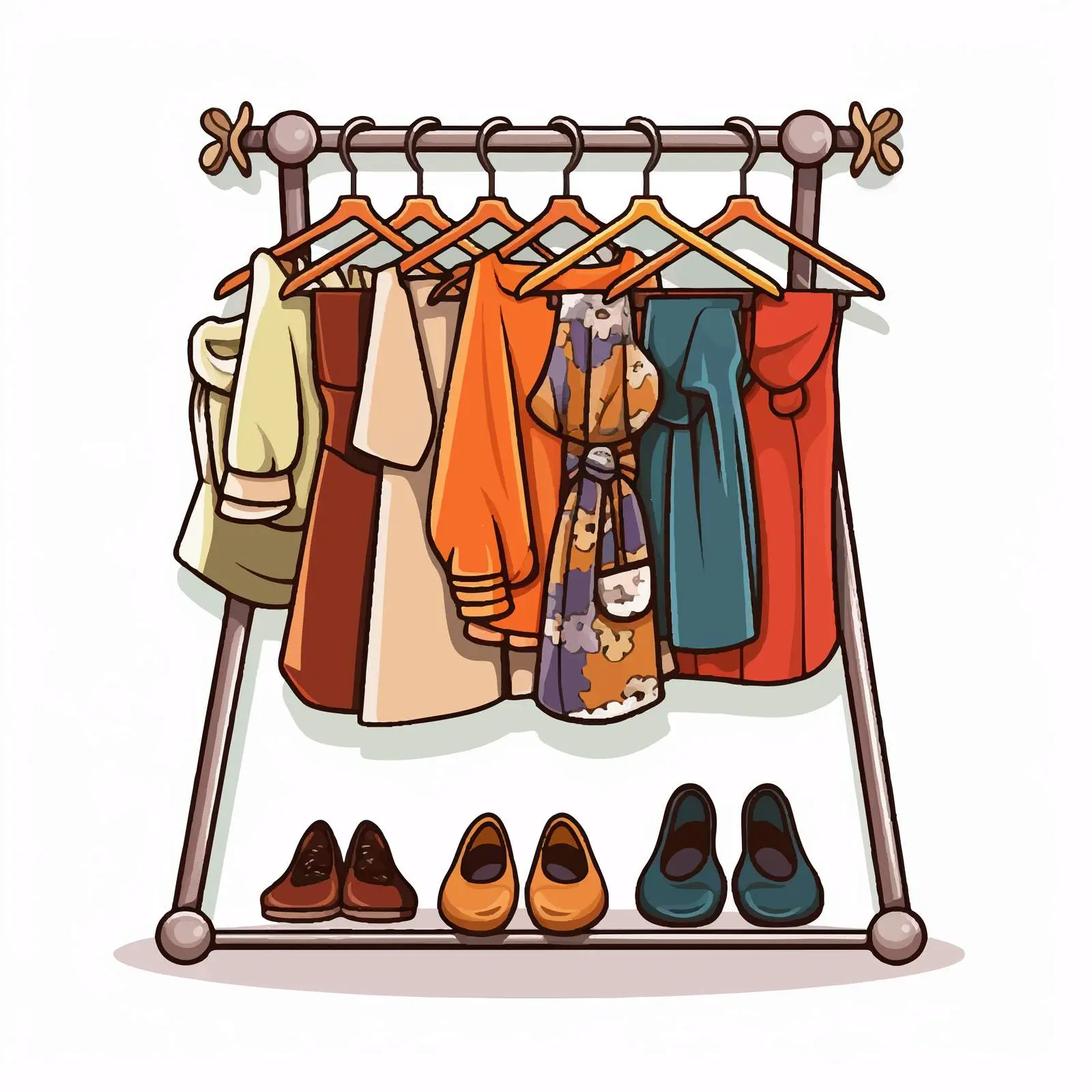 Clothes Rack Sticker Template with Various Outfits — free download from Dotvec