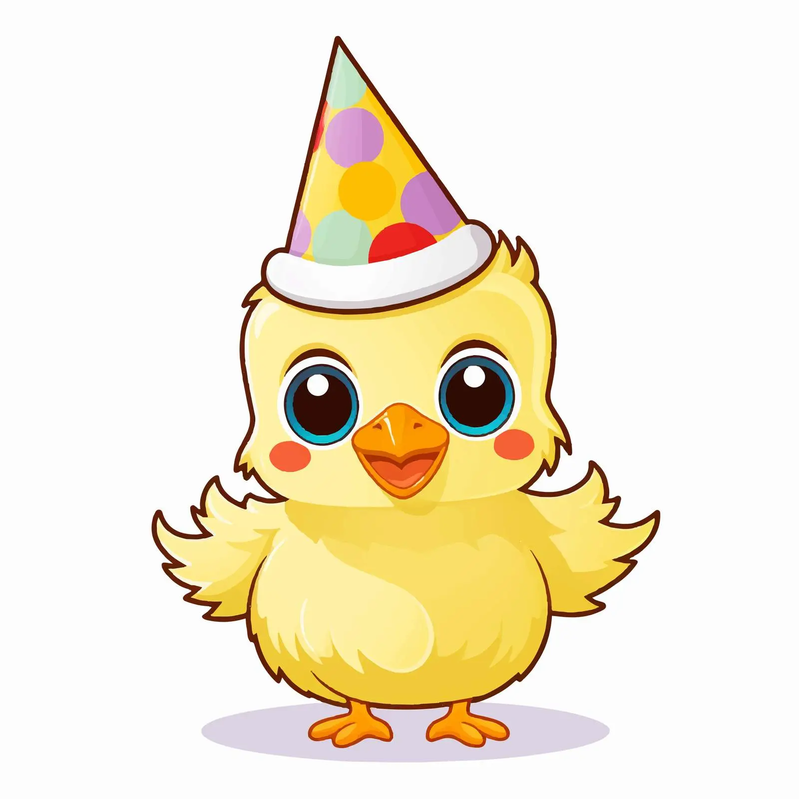 Cute Baby Chicken Party Hat Sticker Template – free chicken illustration image from Dotvec