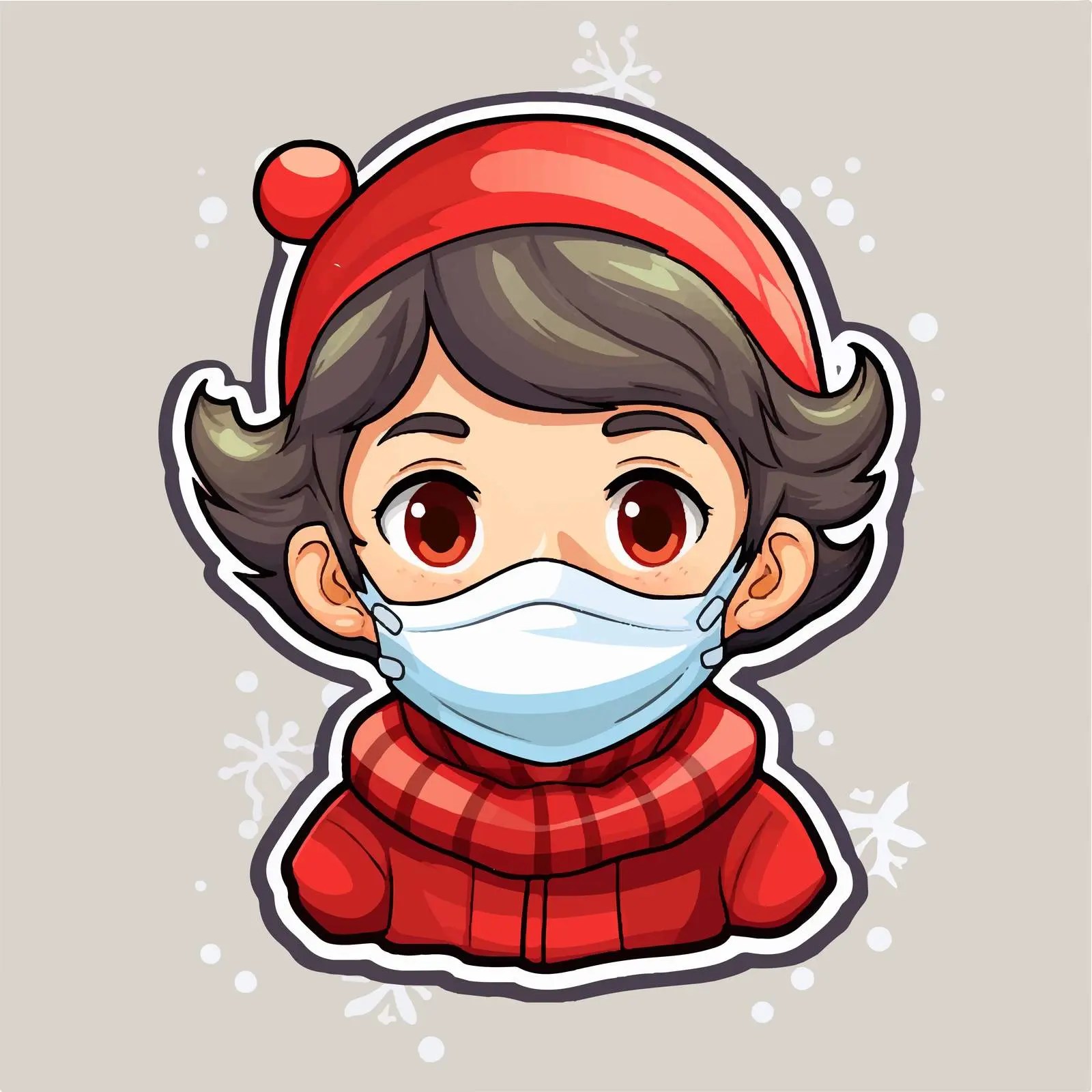 Christmas Sticker Template with Boy in Mask — free download from Dotvec