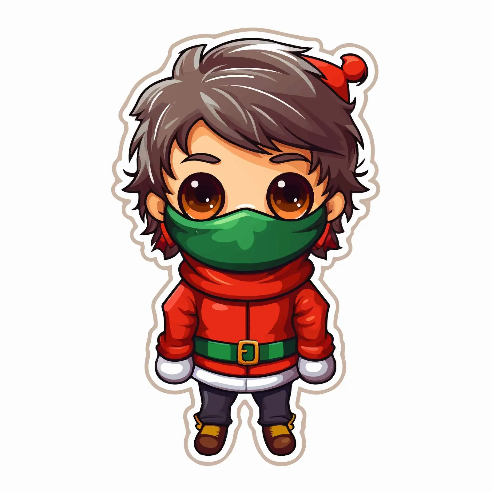 Christmas Sticker Template with Boy Wearing Mask — free download from Dotvec