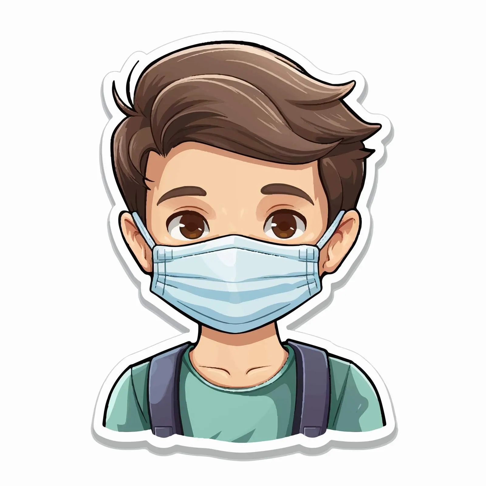 Cartoon Boy with Medical Mask Sticker Template — free download from Dotvec