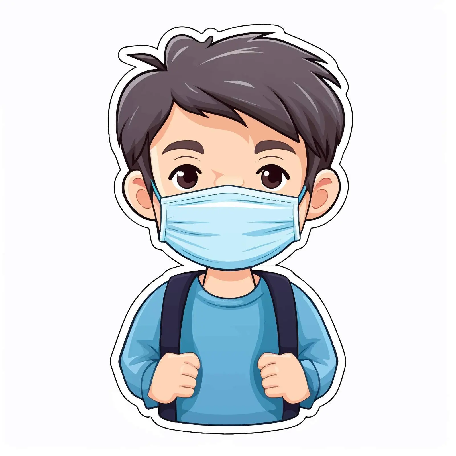 Cartoon Boy Wearing Medical Mask Sticker Template — free download from Dotvec