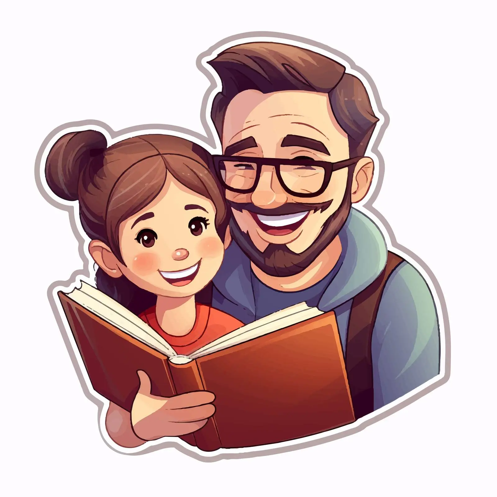 Father and Daughter Reading Sticker Template — free download from Dotvec