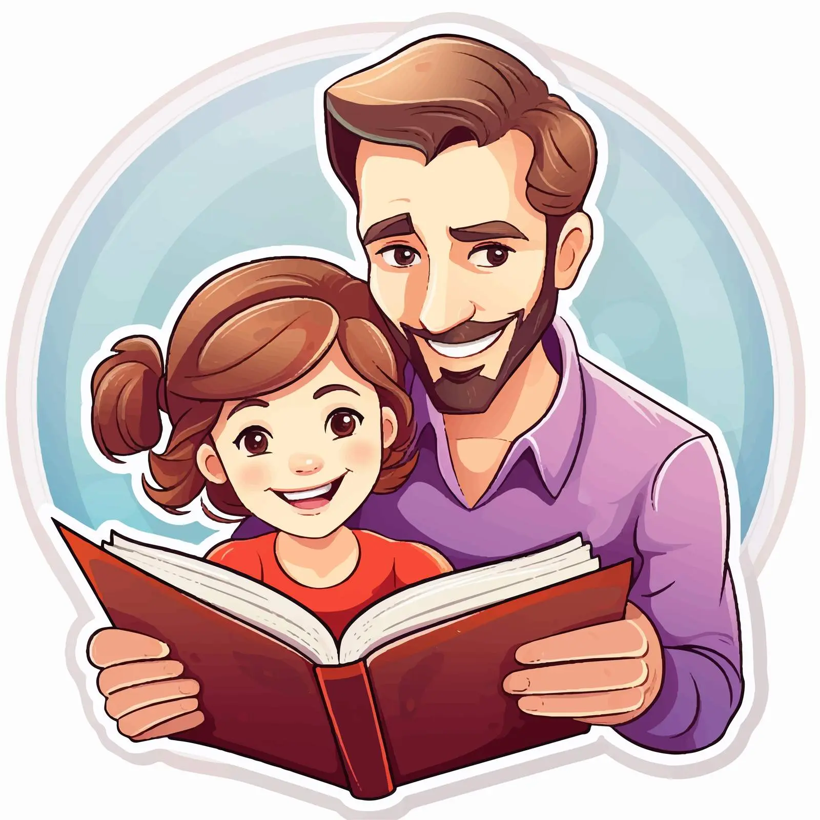 Father and Daughter Reading Together Sticker Template — free download from Dotvec