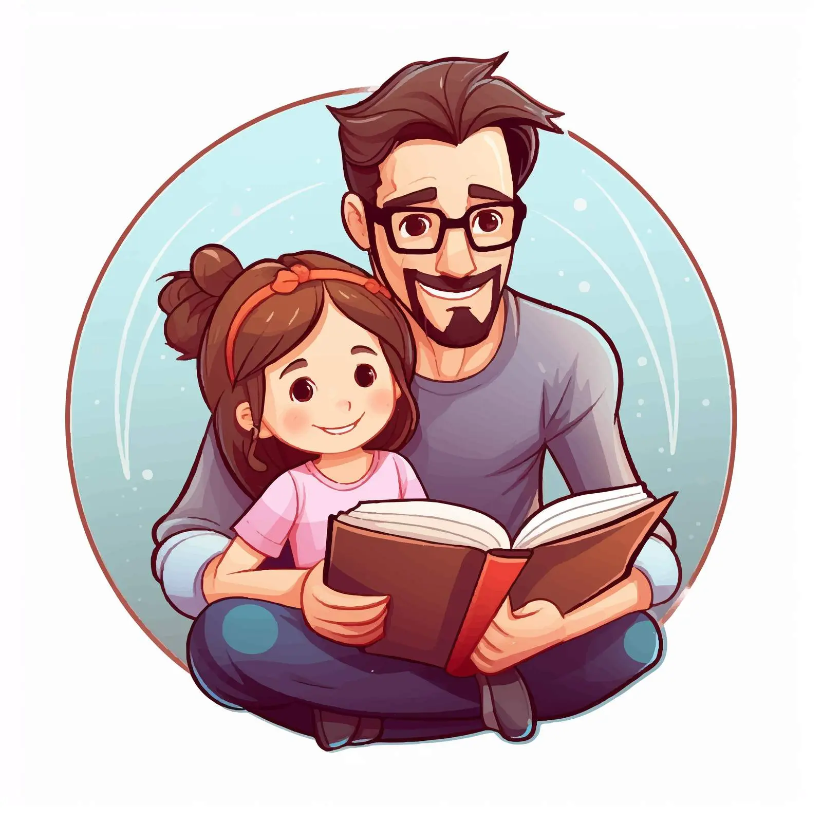 Father and Daughter Reading Sticker Template — free download from Dotvec