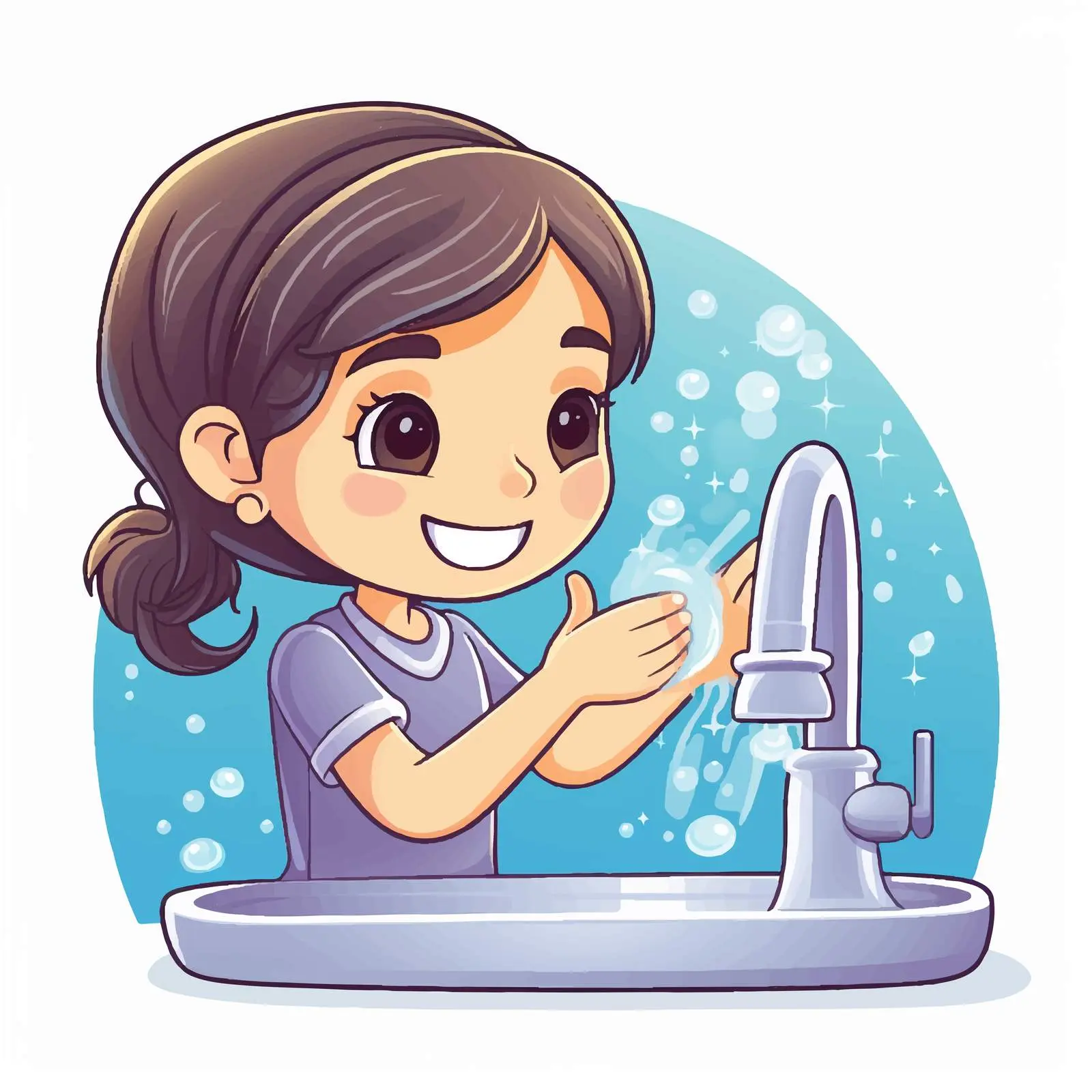 Girl Washing Hands with Soap Sticker Template — free download from Dotvec