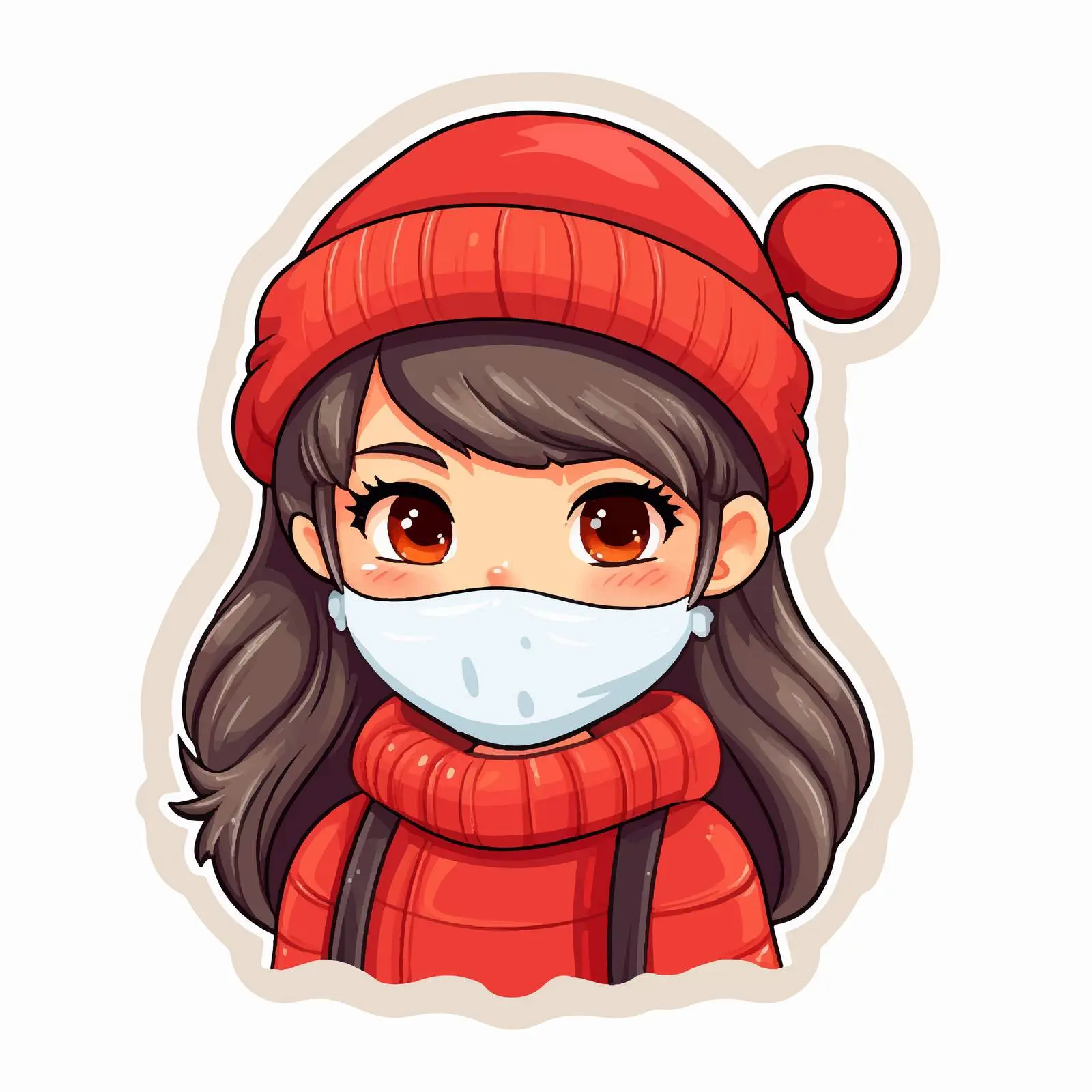 Christmas Sticker Template with Masked Girl — free download from Dotvec